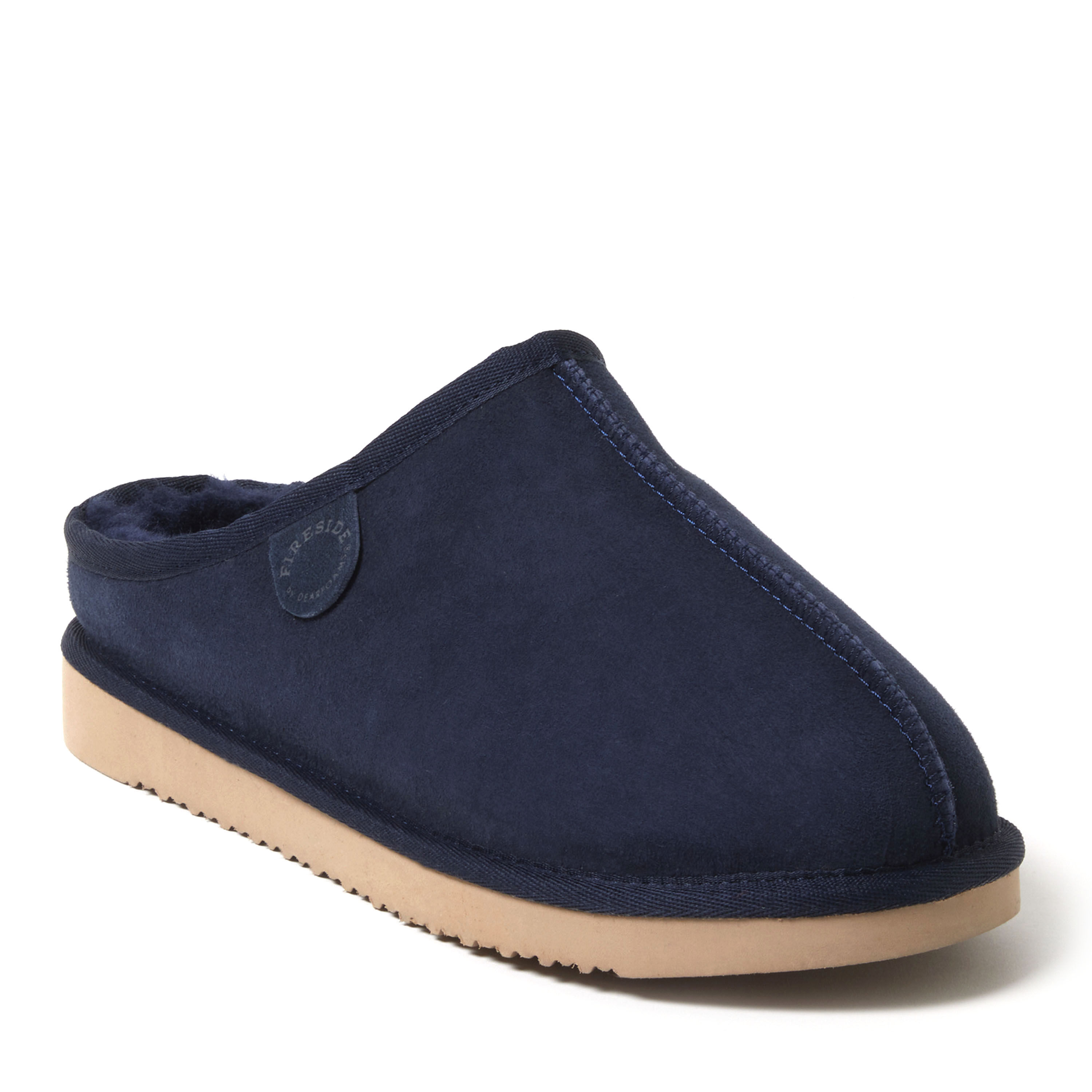 Men's Fireside by Dearfoams Grafton Genuine Shearling Clog Slipper with Woven Accent