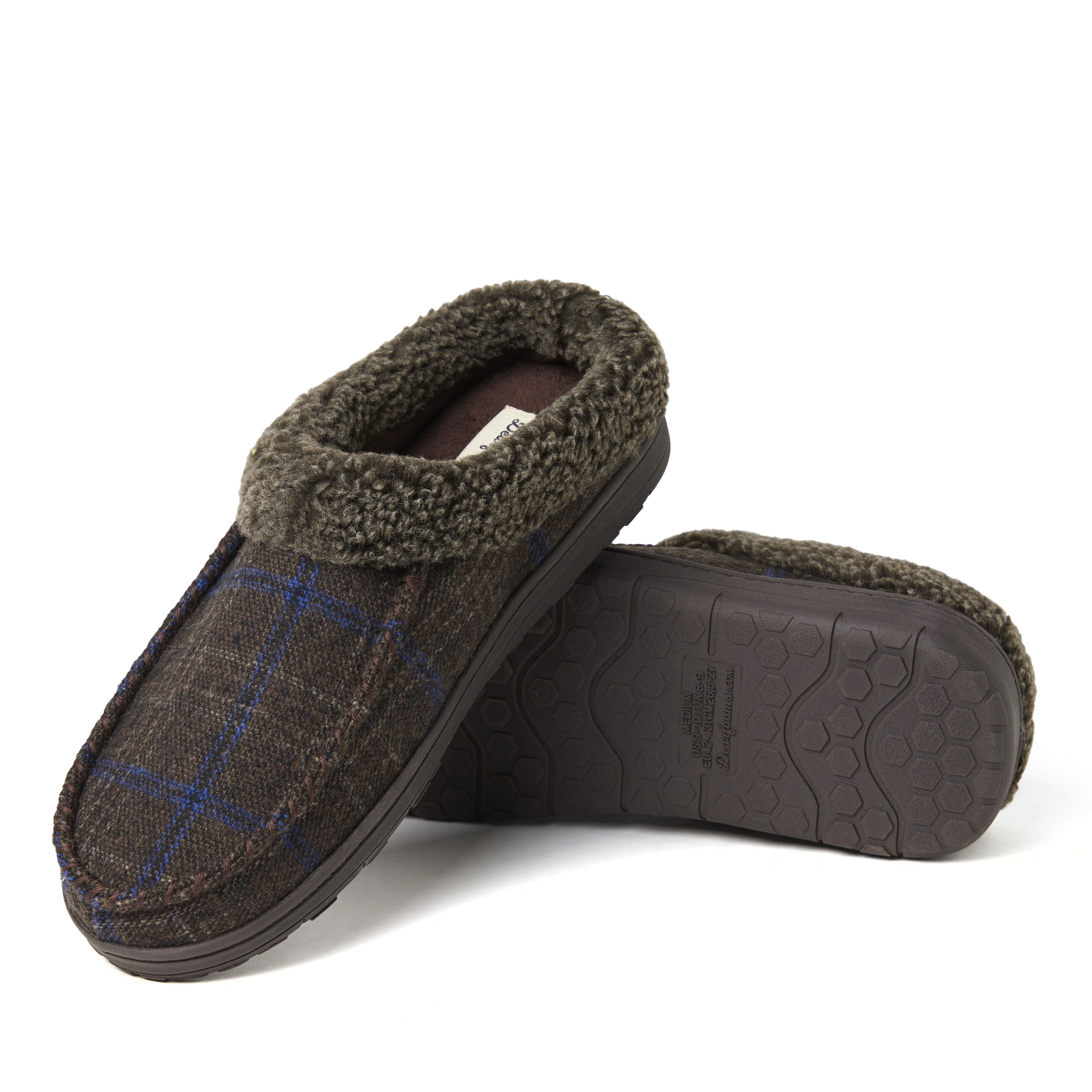 Men's dearfoams microsuede sales whipstitch trim clog slippers
