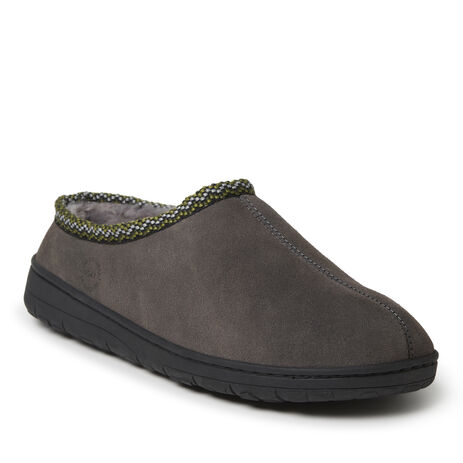 Men's Genuine Suede Clog Slipper with Woven Accent
