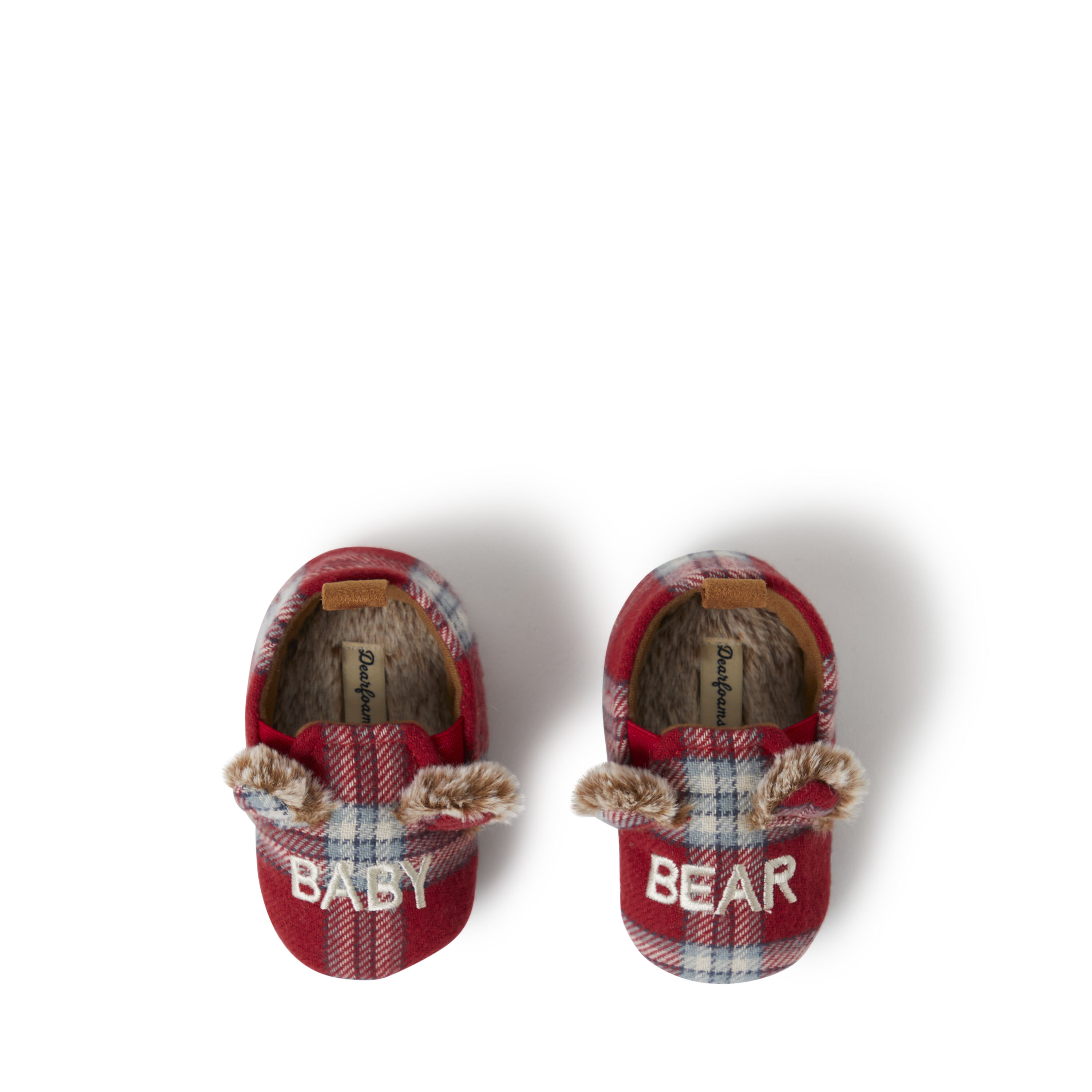 Kid s Lil Bear Red Plaid Scuff Slippers