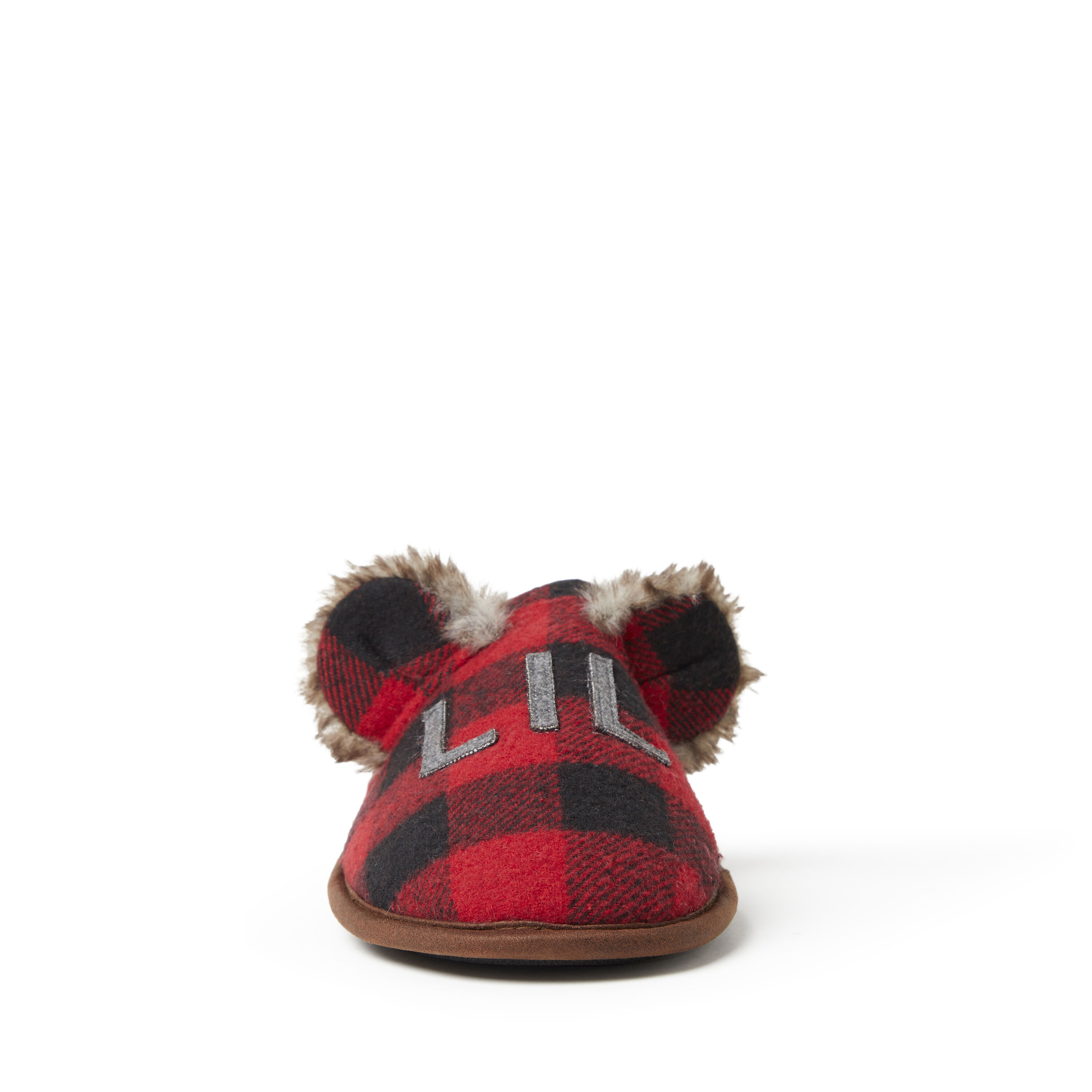 Unisex Buffalo Check Lil Bear Scuff Slipper