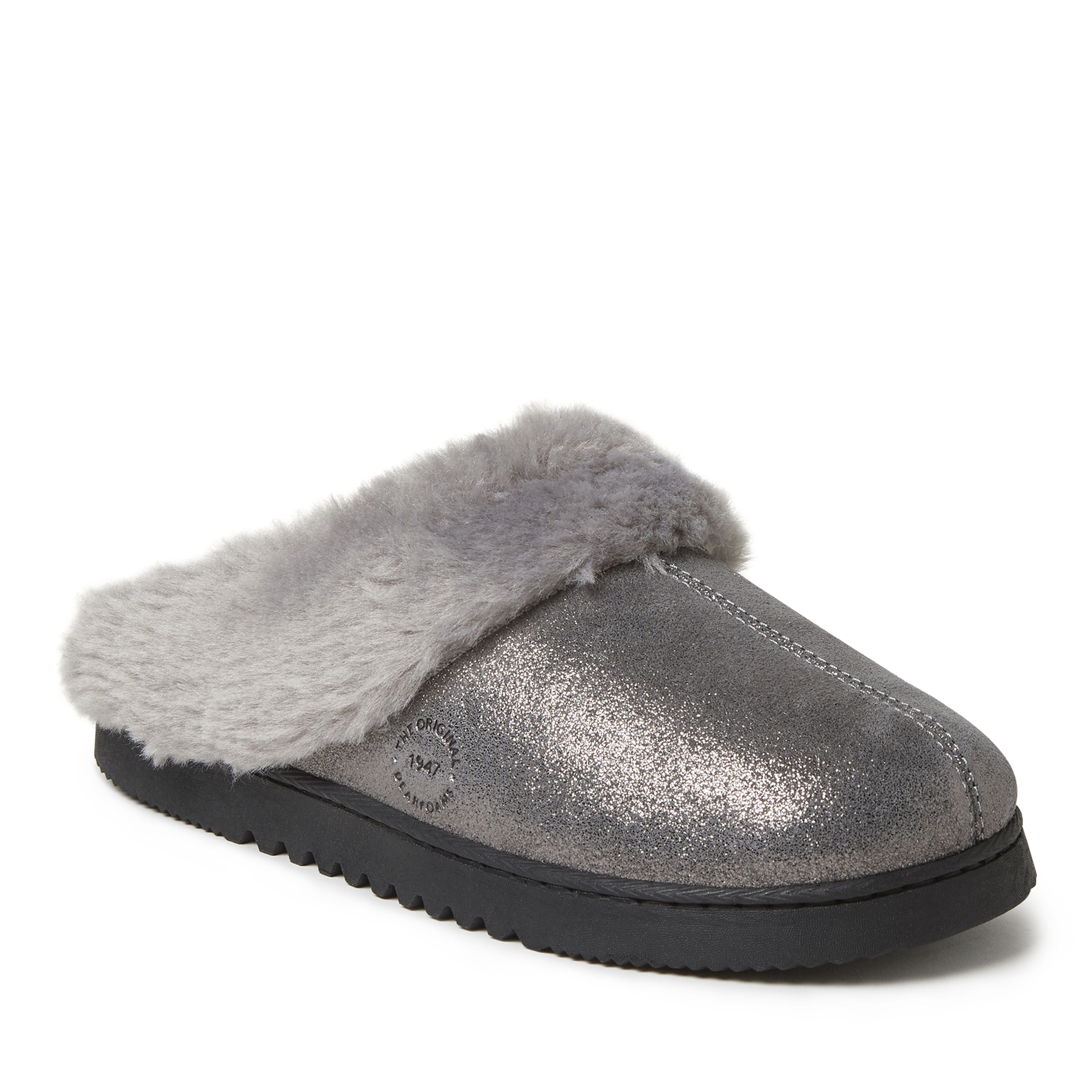 Women s Genuine Suede Glitter Closed Toe Scuff Slipper