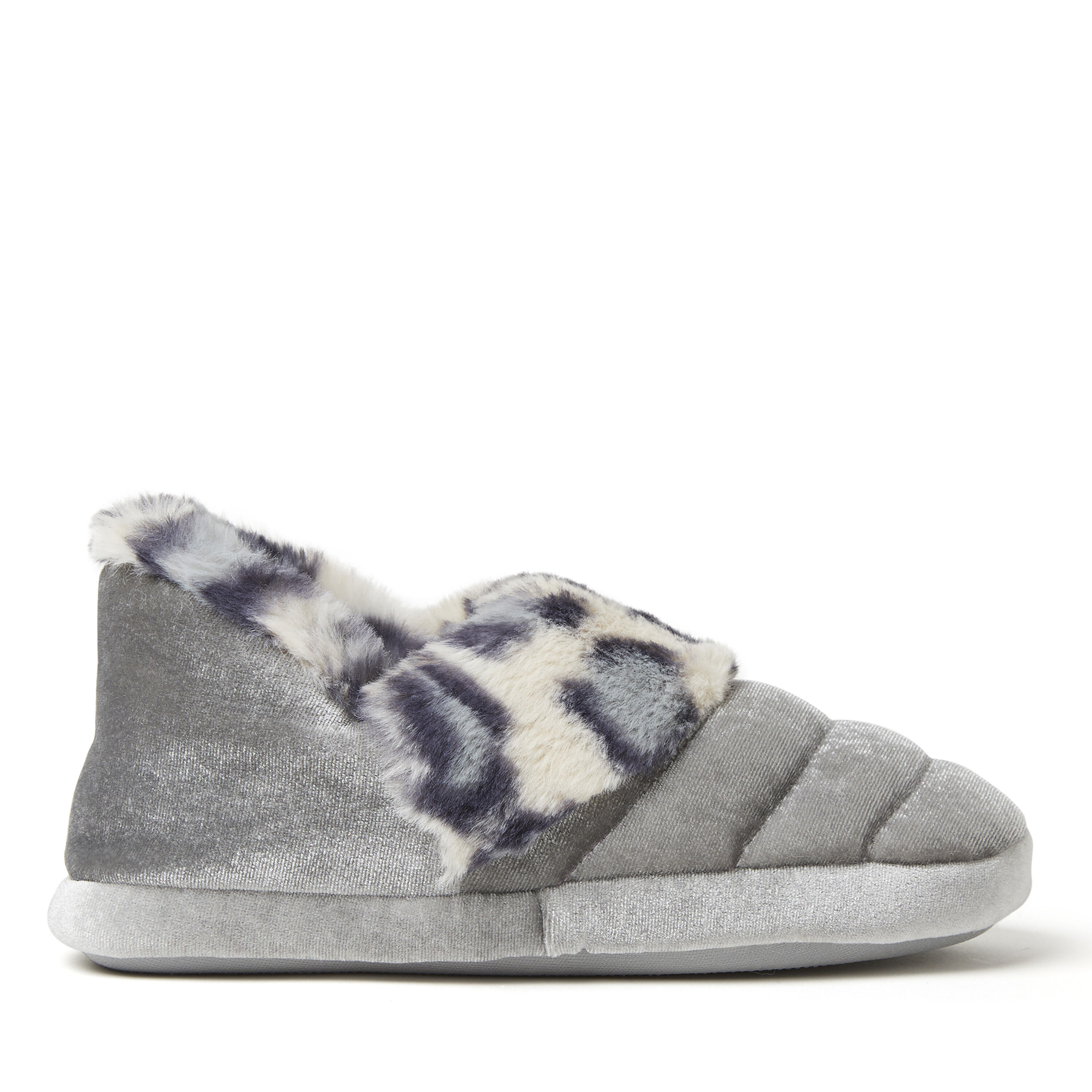 Kids Amelia Velour Bootie with Leopard Cuff Slipper