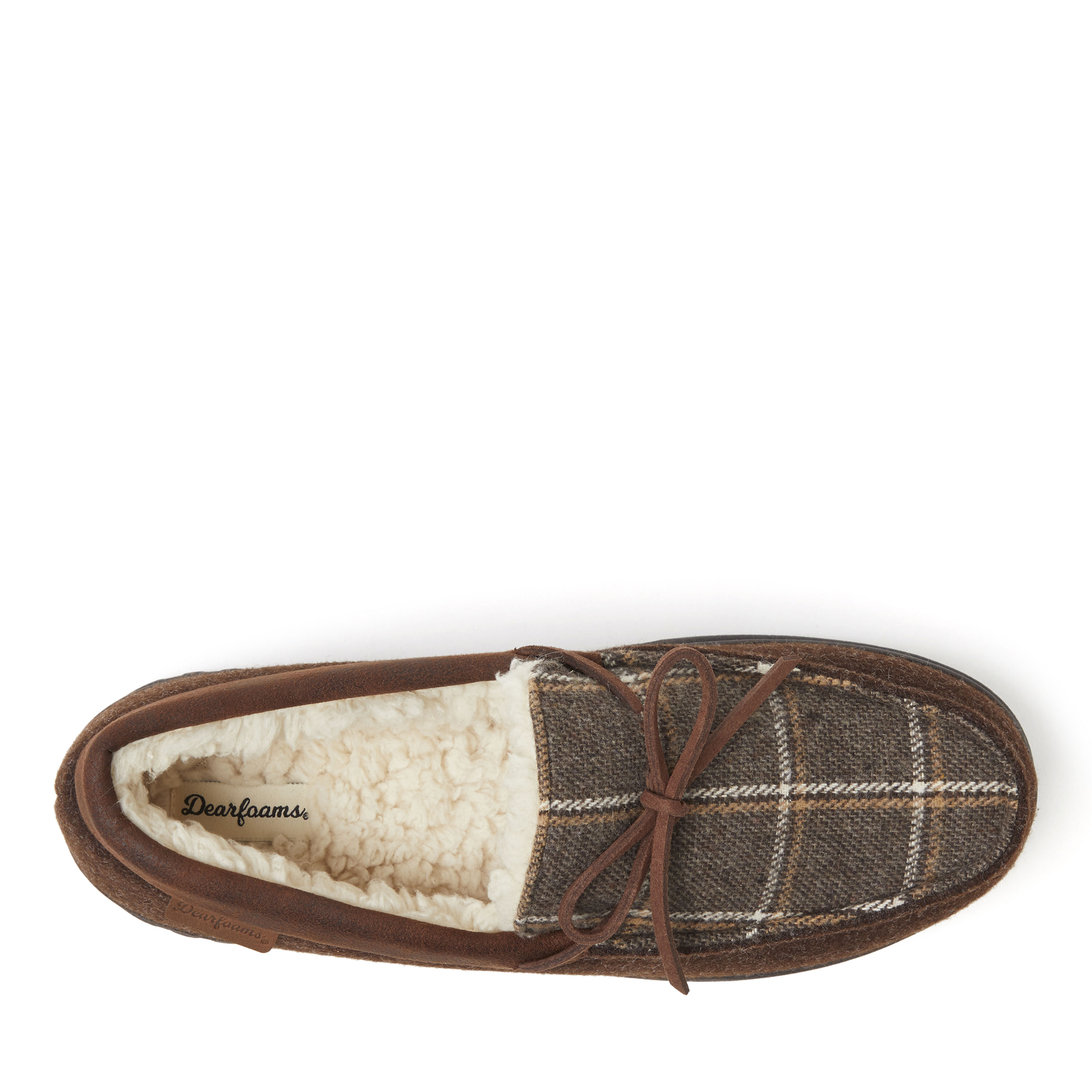 Men's Ethan Woven Plaid and Microwool Moccasin with Tie Slipper