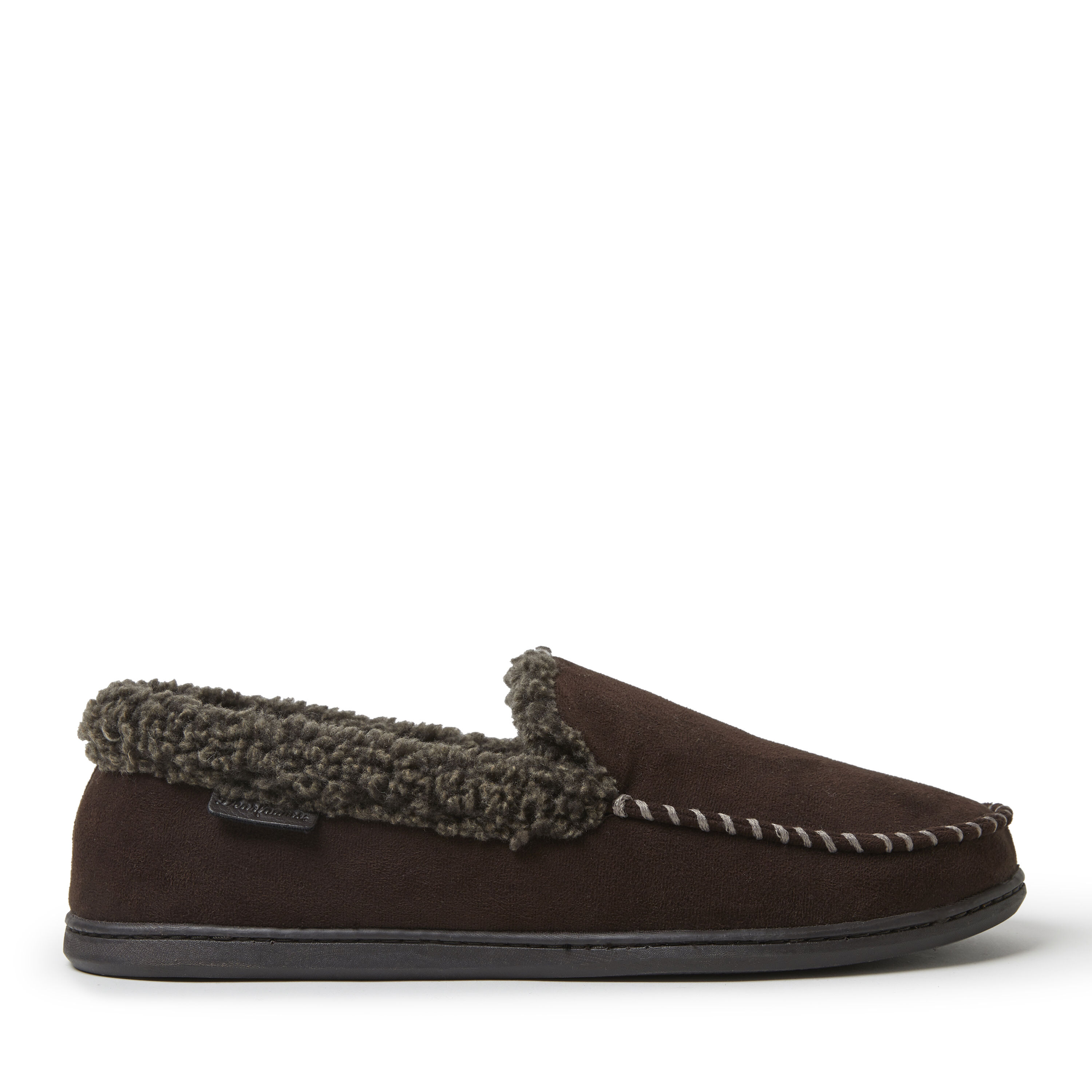 Men's dearfoams microsuede top whipstitch trim clog slippers