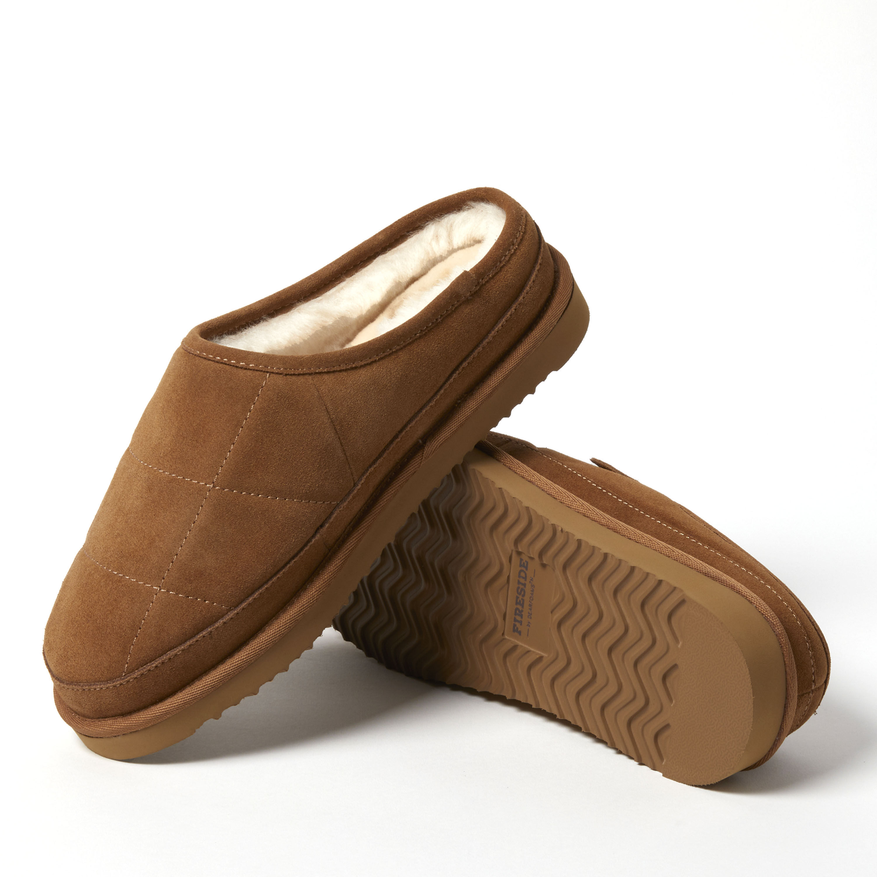 Men's Fireside by Dearfoams Grafton Quilted Genuine Shearling Clog
