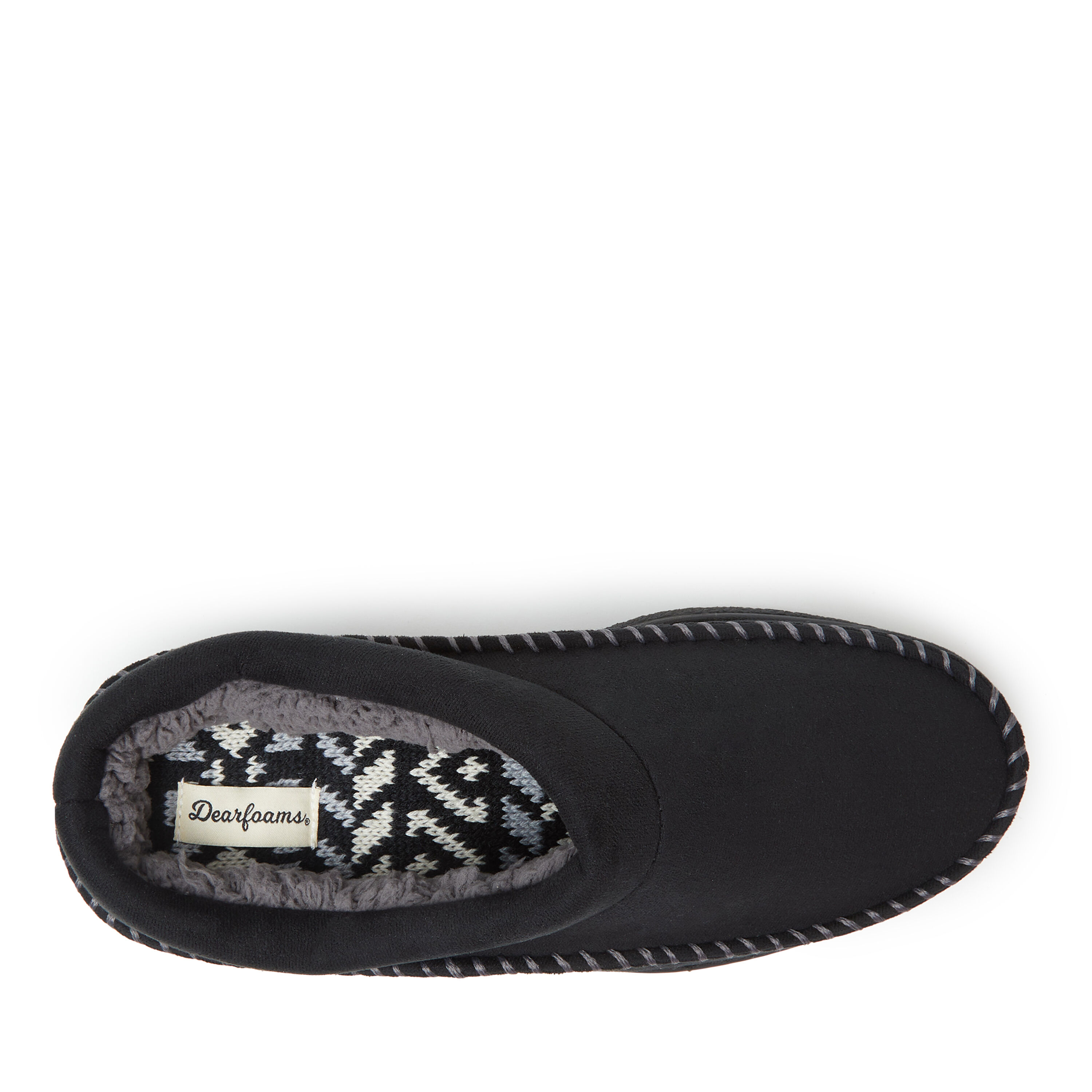 Men's dearfoams microsuede whipstitch trim clog slippers top