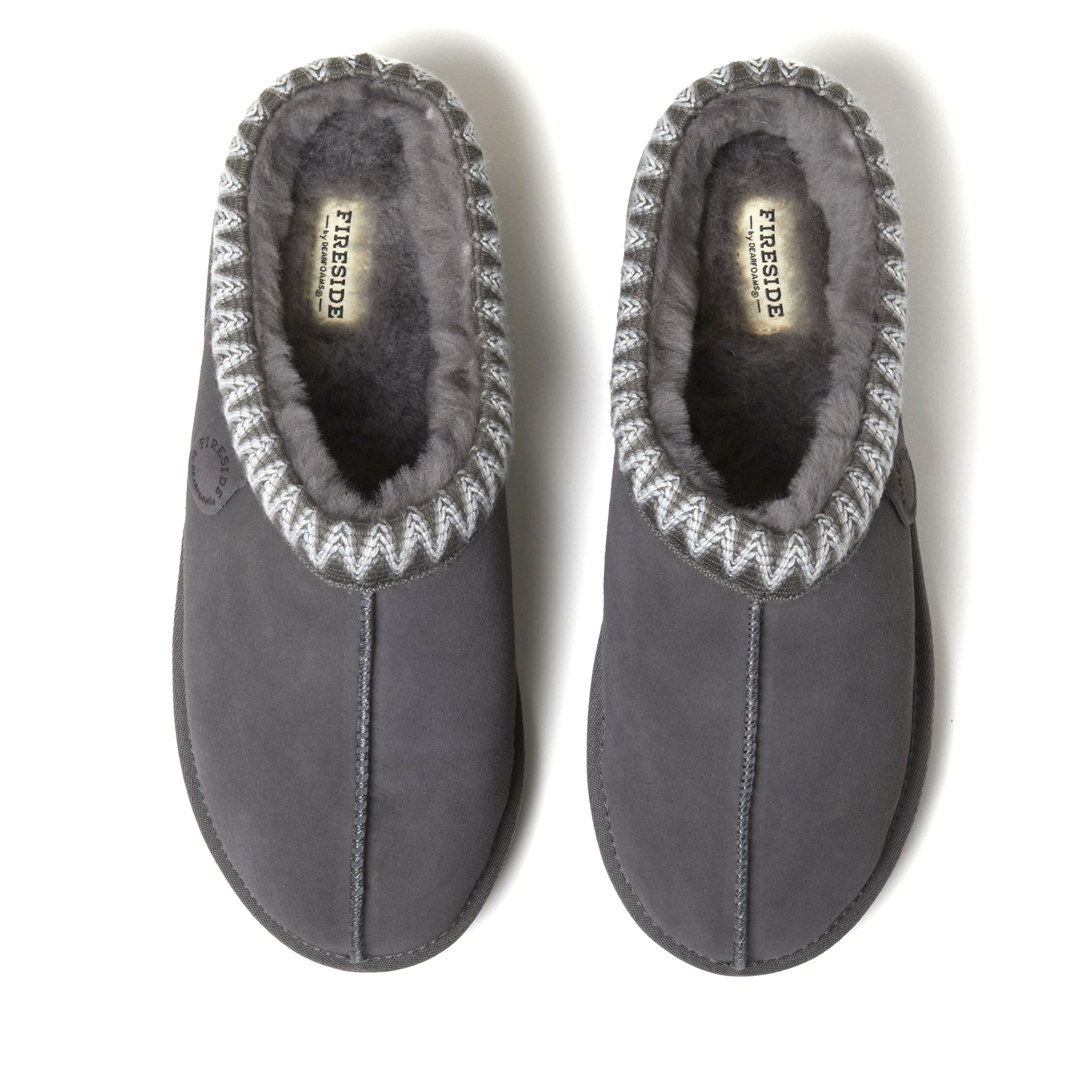 Men's Fireside by Dearfoams Grafton Genuine Shearling Clog With Taping - Water Resistant
