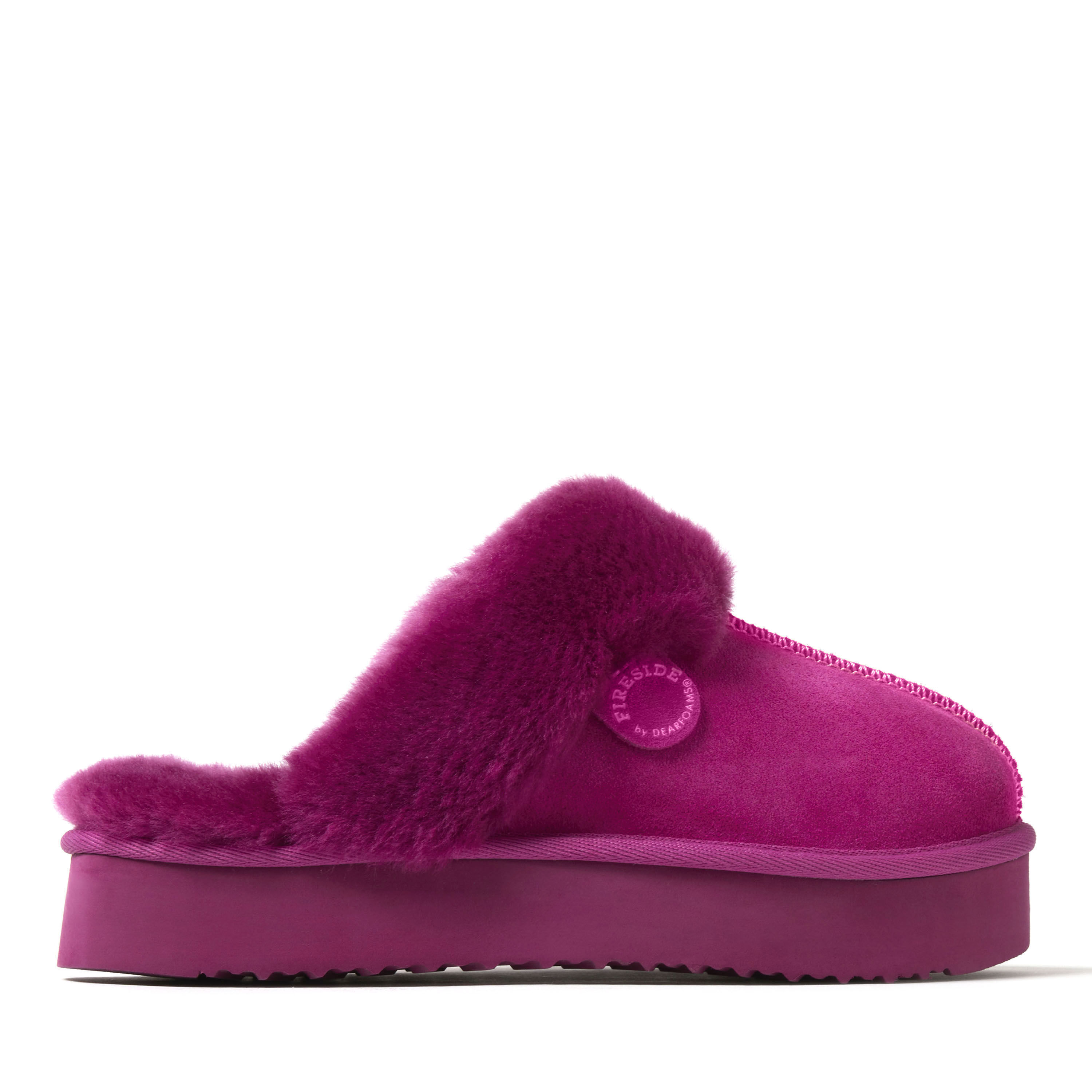 Women's Fireside by Dearfoams Melton Genuine Shearling Platform Scuff