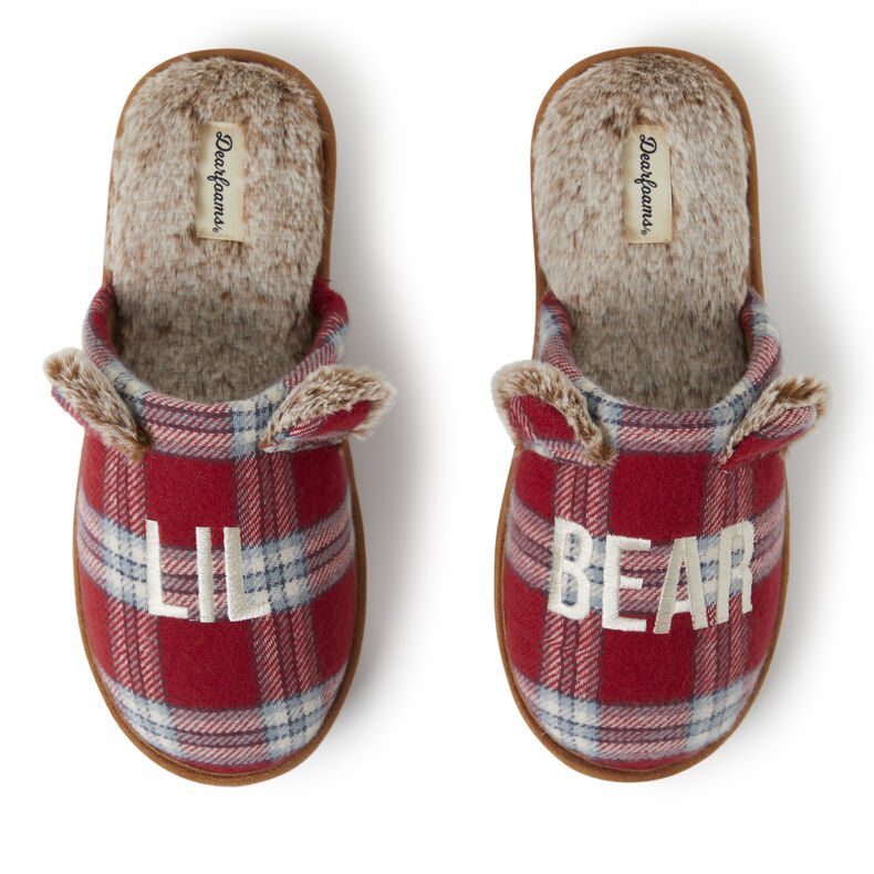 Adult Unisex Lil Bear Red Plaid Slippers