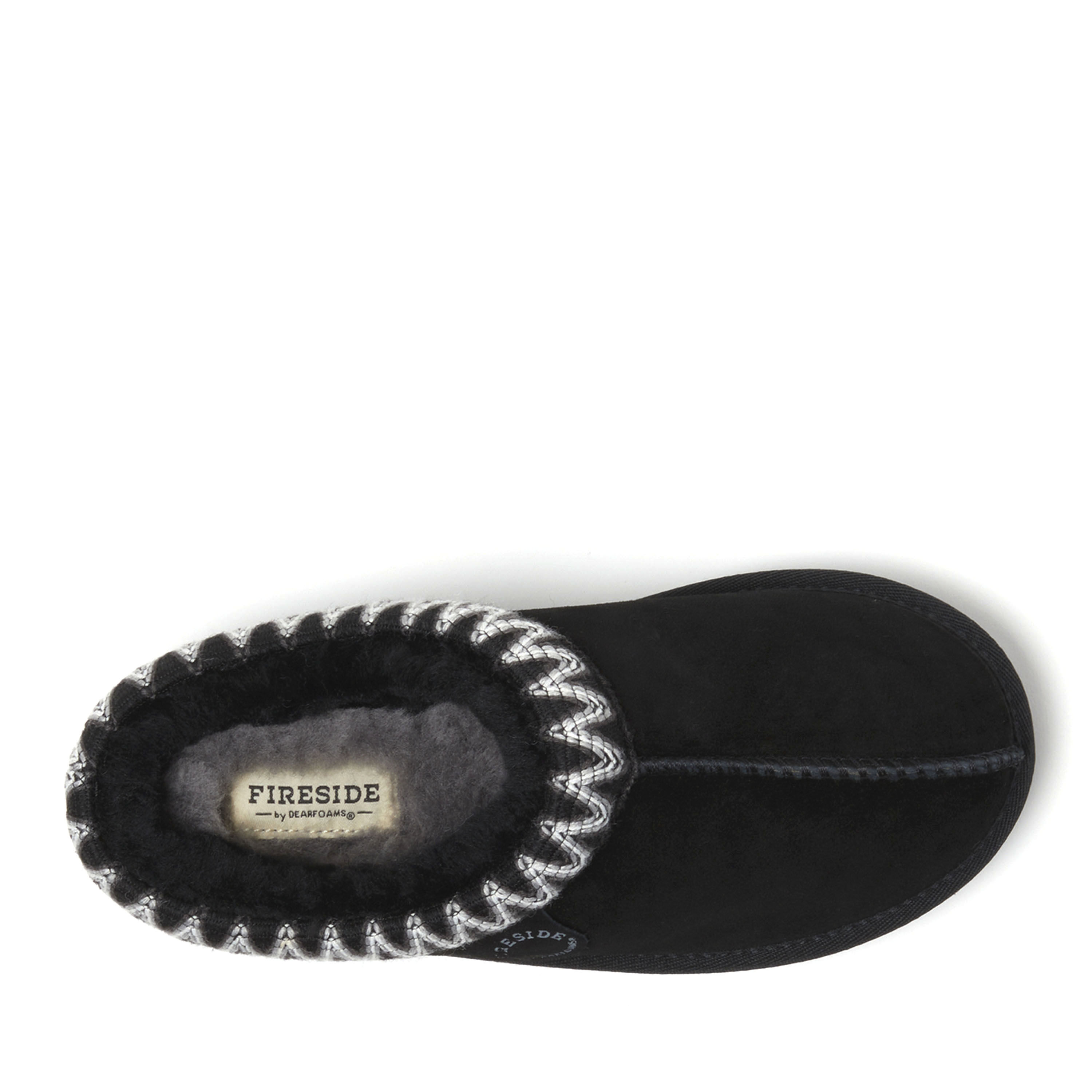 Women's Fireside by Dearfoams Greta Genuine Shearling Clog With Taping - Water Resistant