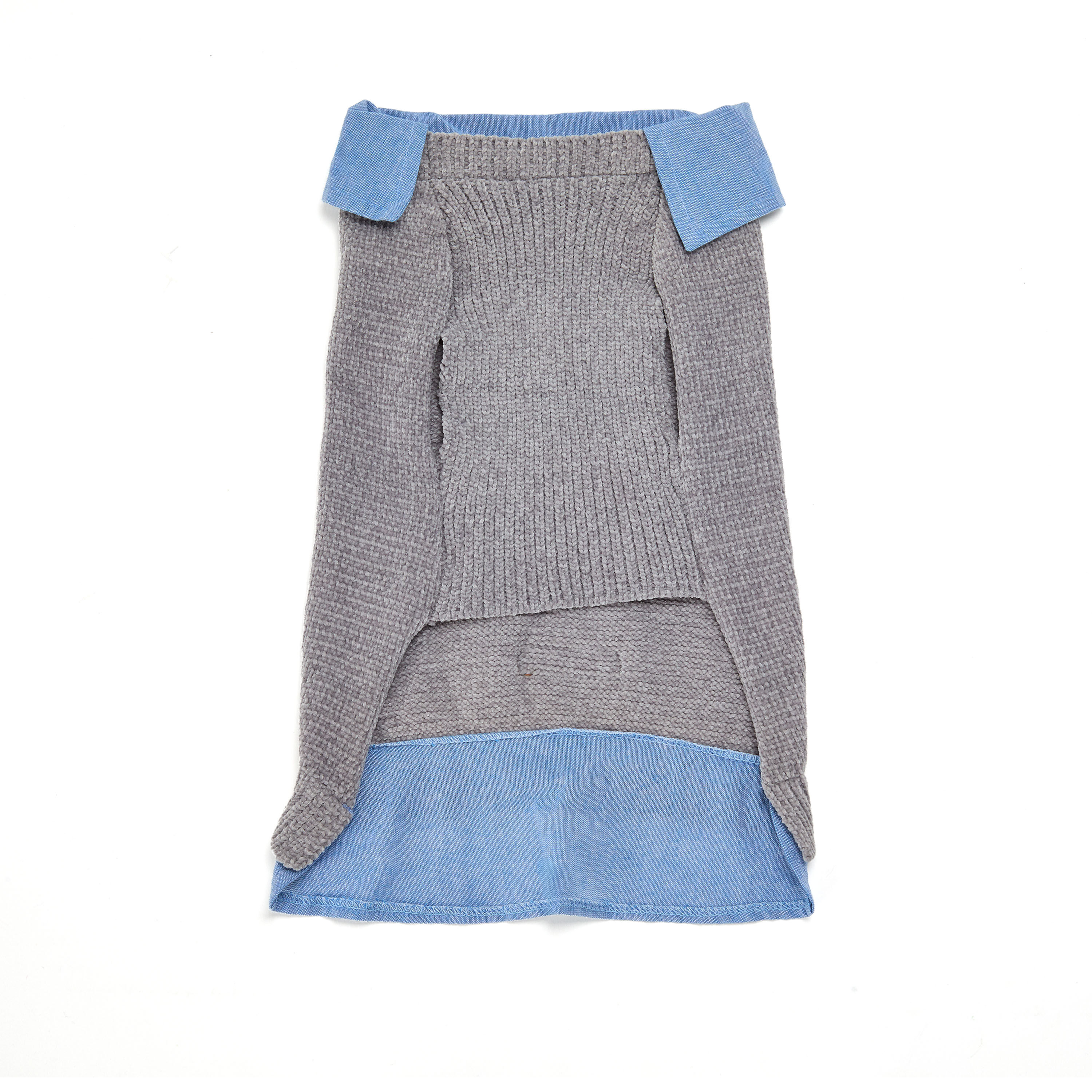 Grey Chenille and Chambray Dog Jacket