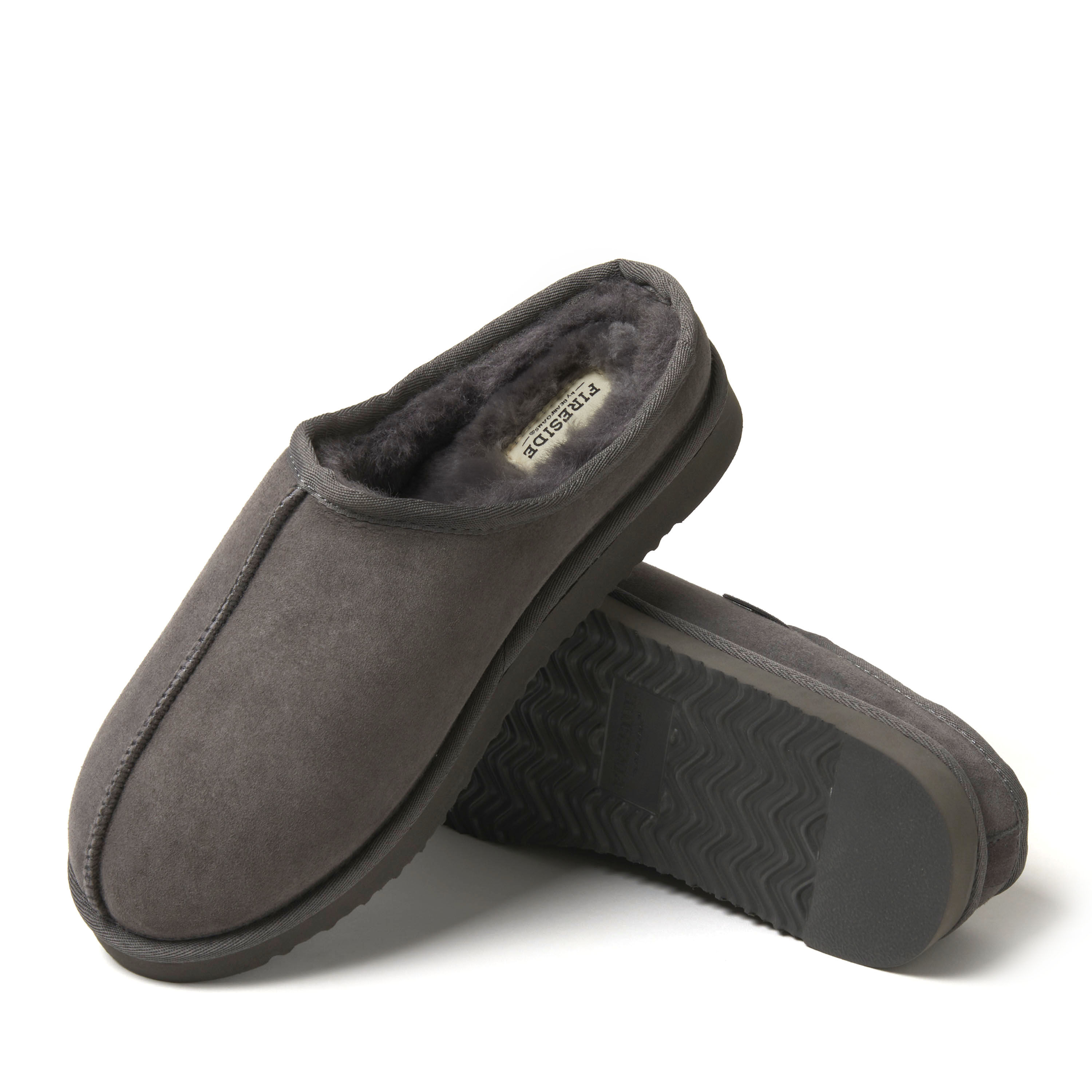 Men's Fireside by Dearfoams Grafton Genuine Shearling Clog Slipper with Woven Accent