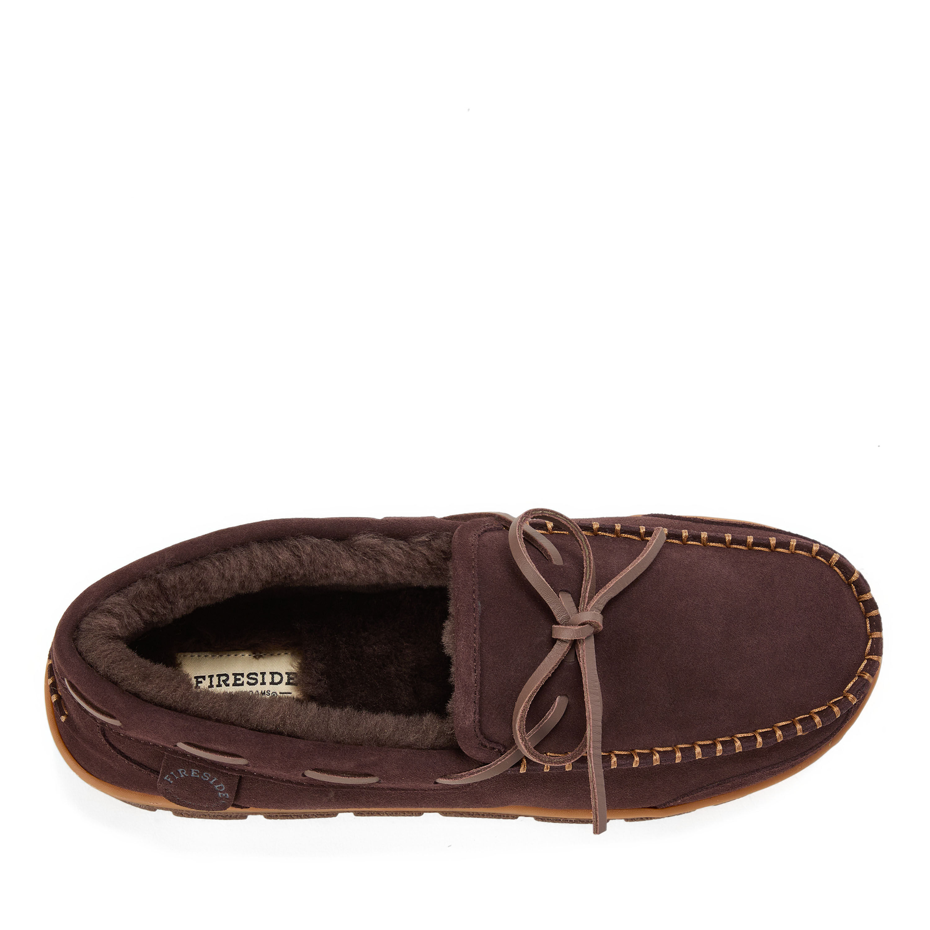 Men's Fireside by Dearfoams Forster Genuine Shearling Moc With Stitching