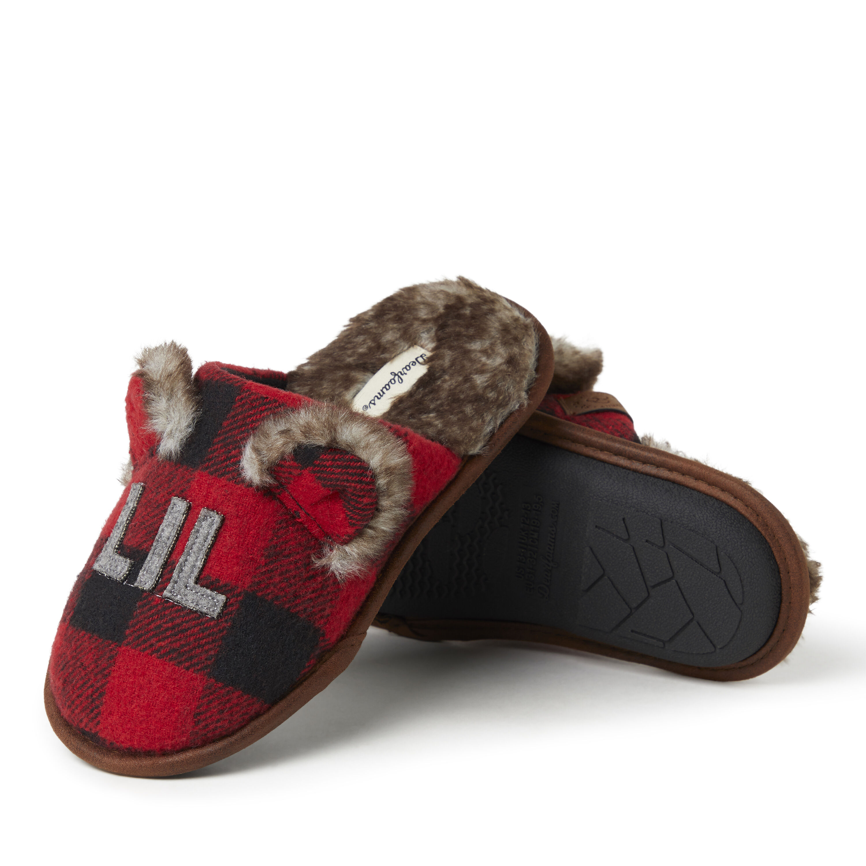 Kids Buffalo Check Lil Bear Scuff Slipper