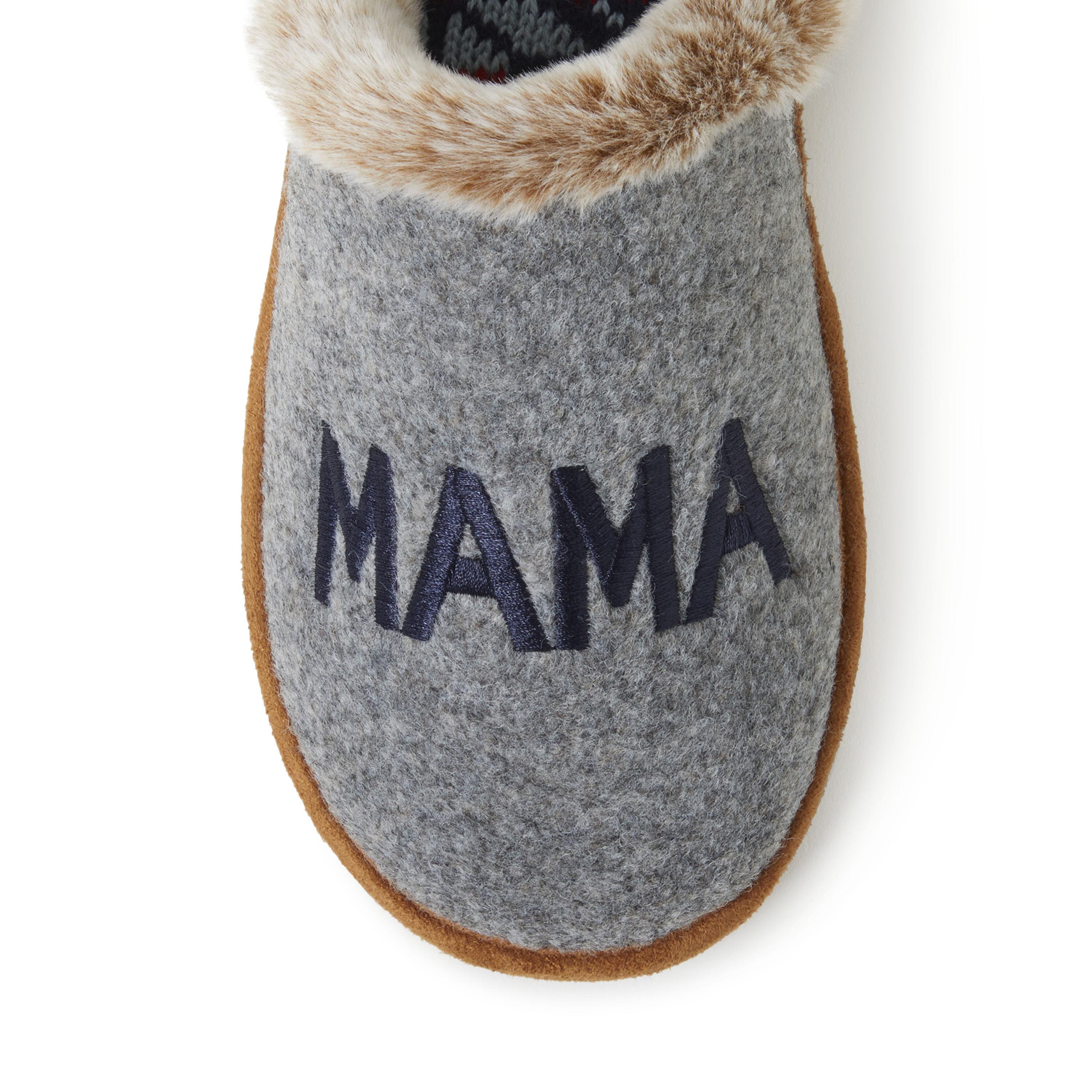 Women s Grey Felted Mama Bear Scuff Slippers
