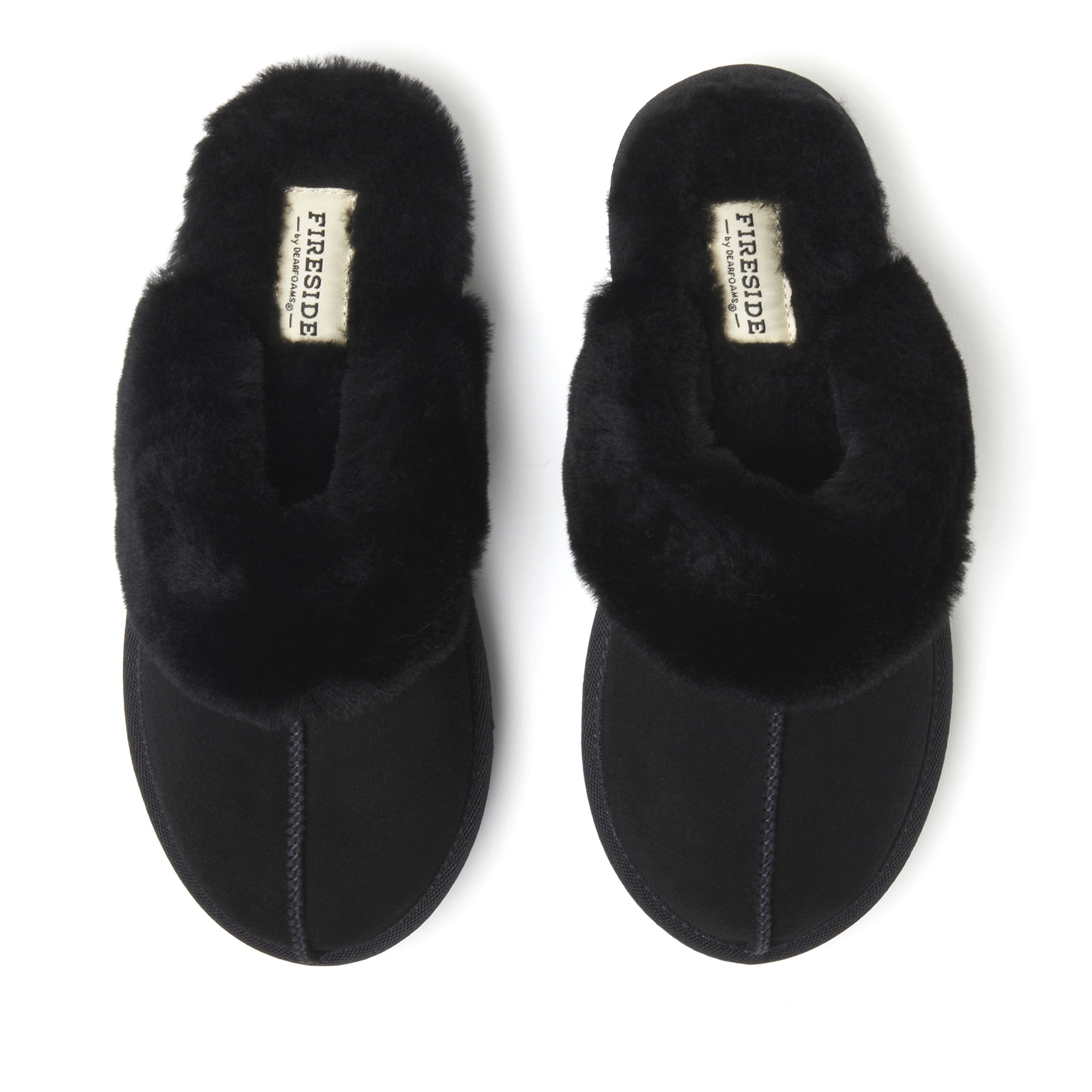 Women's Fireside by Dearfoams Melton Genuine Shearling Platform Scuff