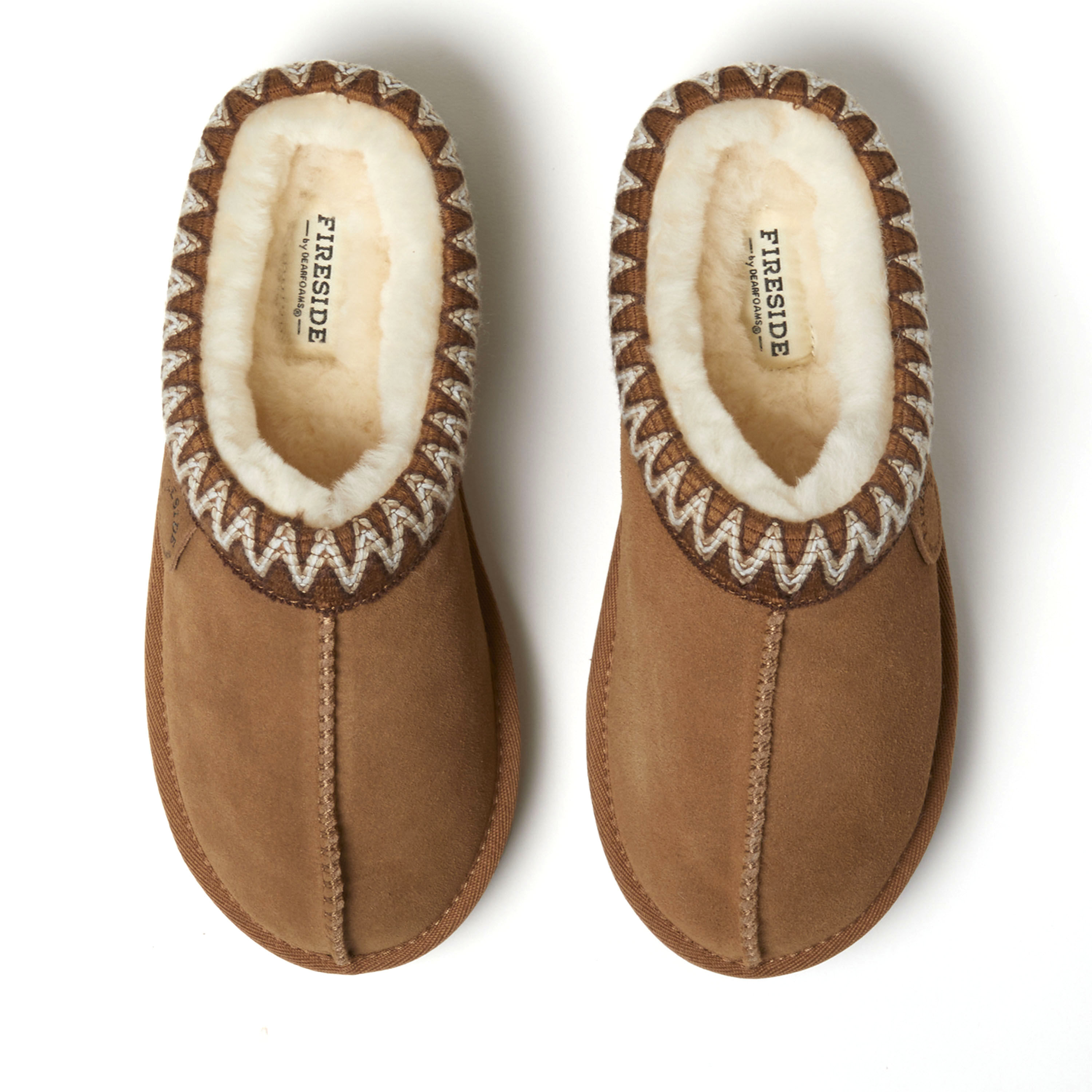 Women's Fireside by Dearfoams Greta Genuine Shearling Clog With Taping - Water Resistant