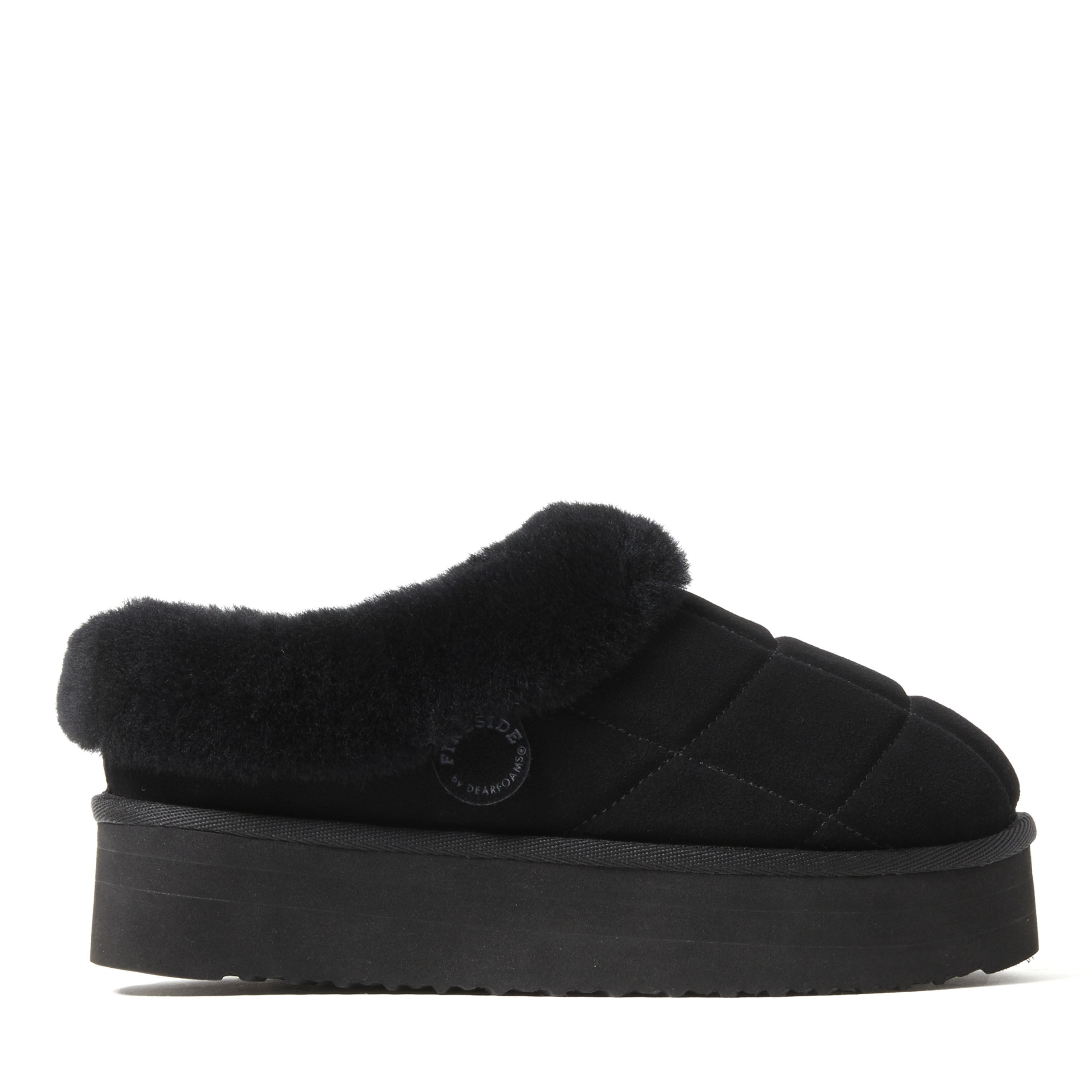 Women's Fireside by Dearfoams Bendigo Genuine Shearling Quilted Platform Clog