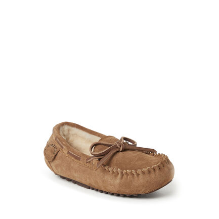 Kid's Fireside by Dearfoams Parke Genuine Shearling Moccasin Slipper