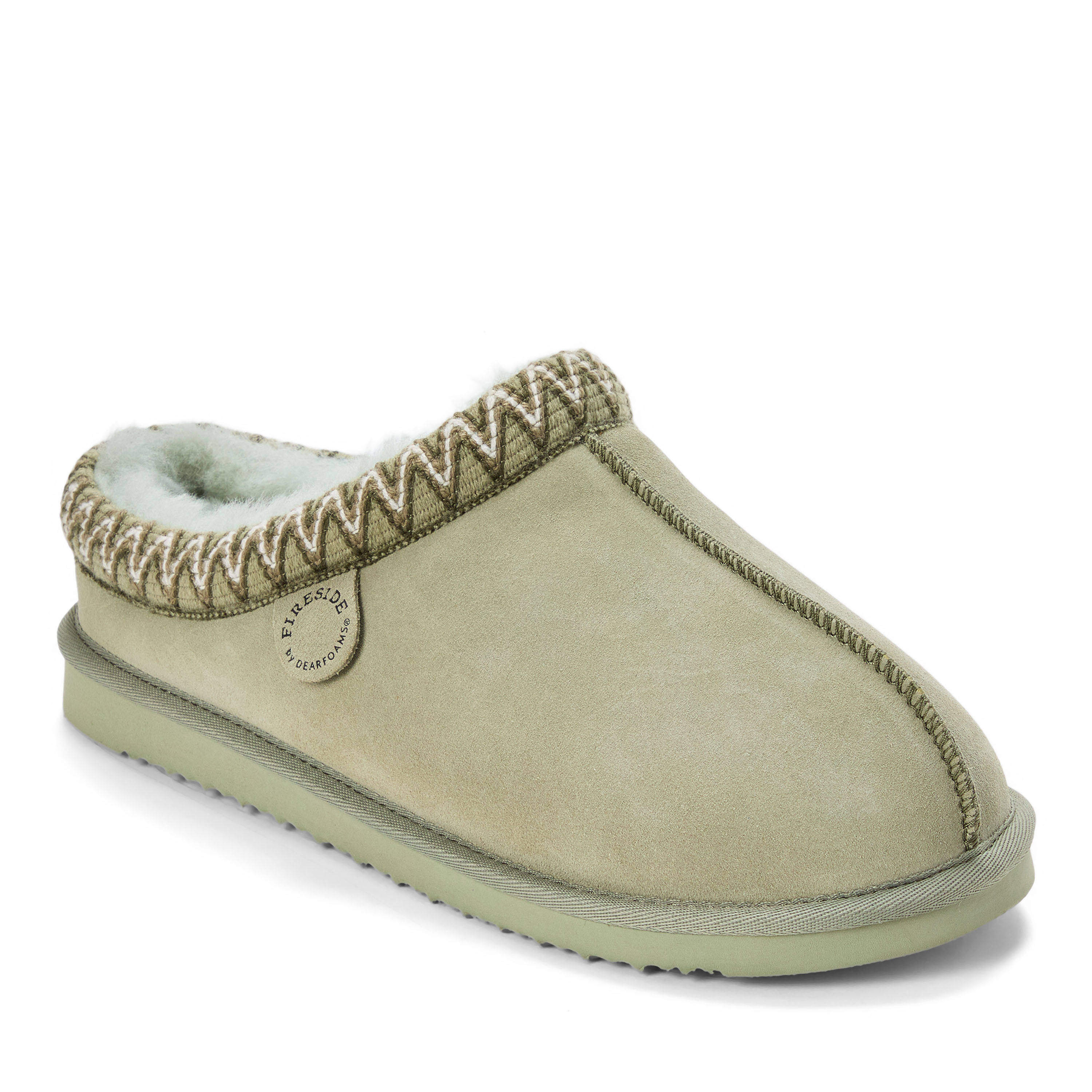 Men's Fireside by Dearfoams Grafton Genuine Shearling Clog With Taping