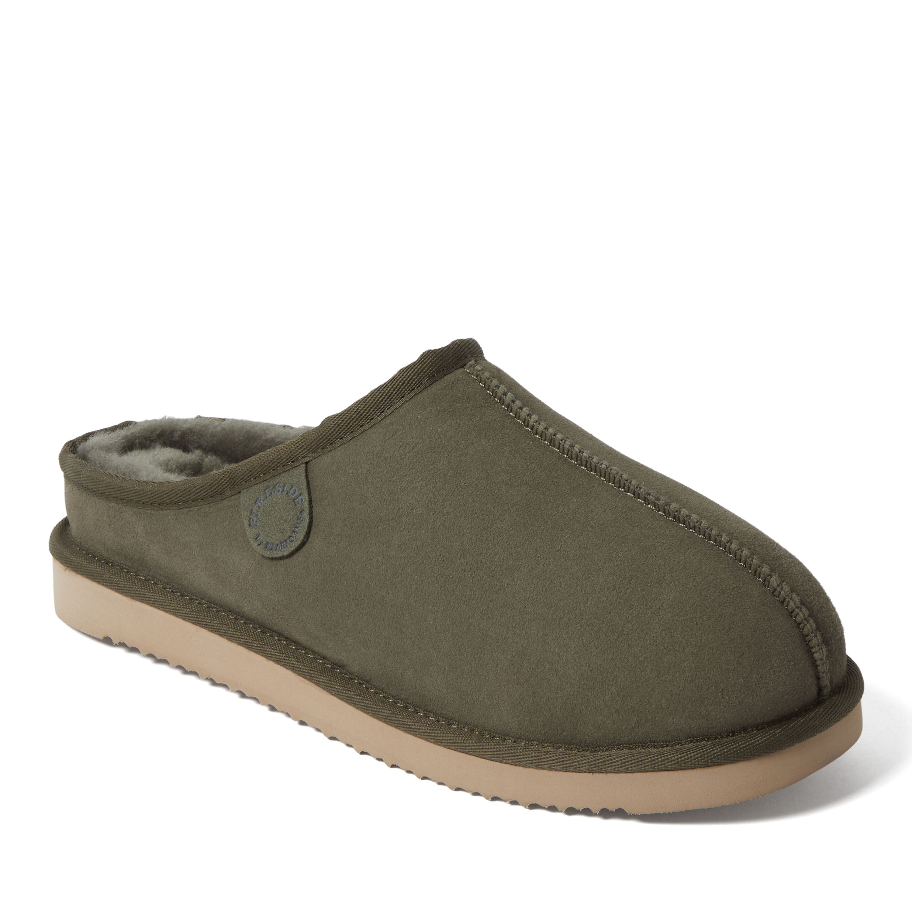 Men's Fireside by Dearfoams Grafton Genuine Shearling Clog Slipper with Woven Accent