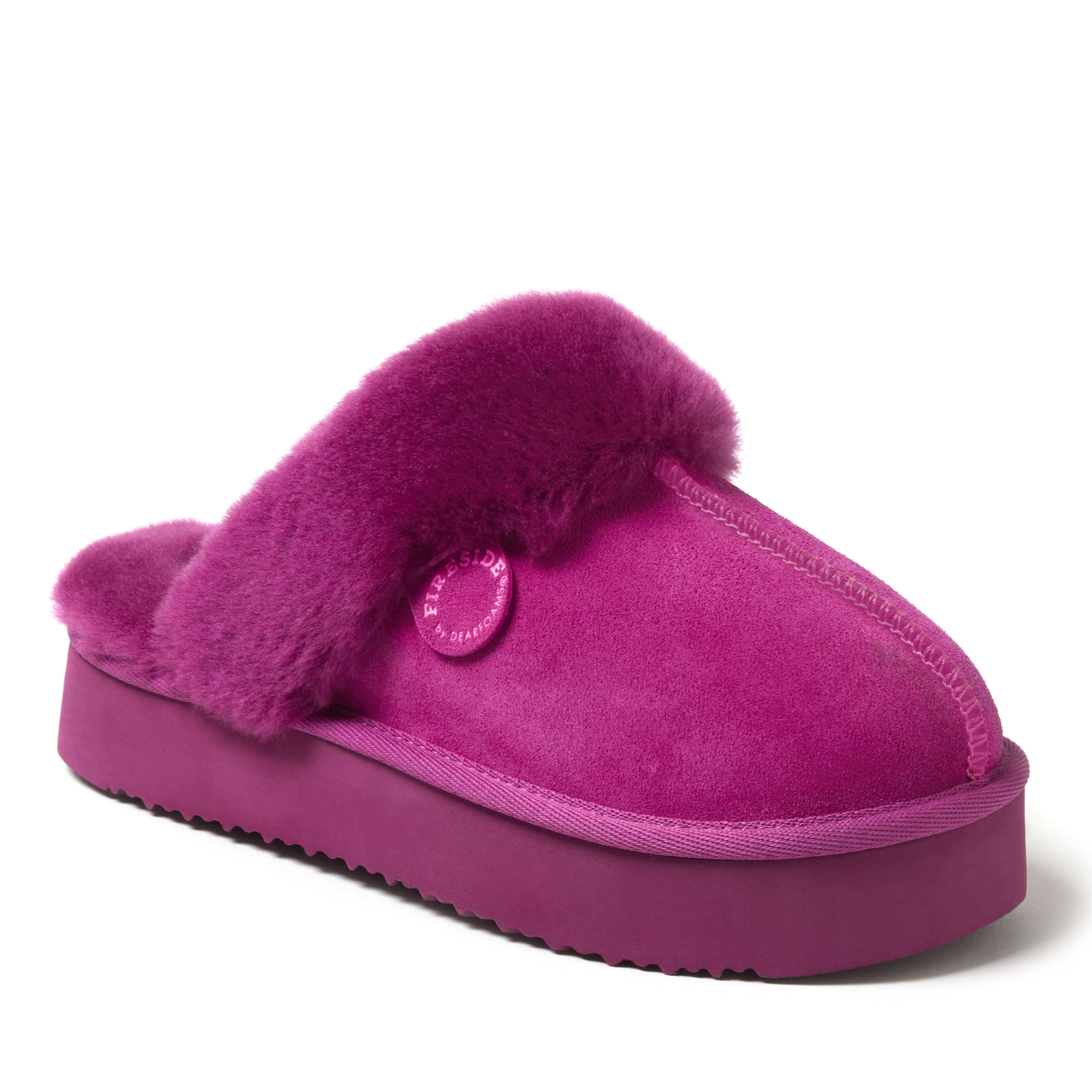 Women s Fireside by Dearfoams Melton Genuine Shearling Platform Scuff