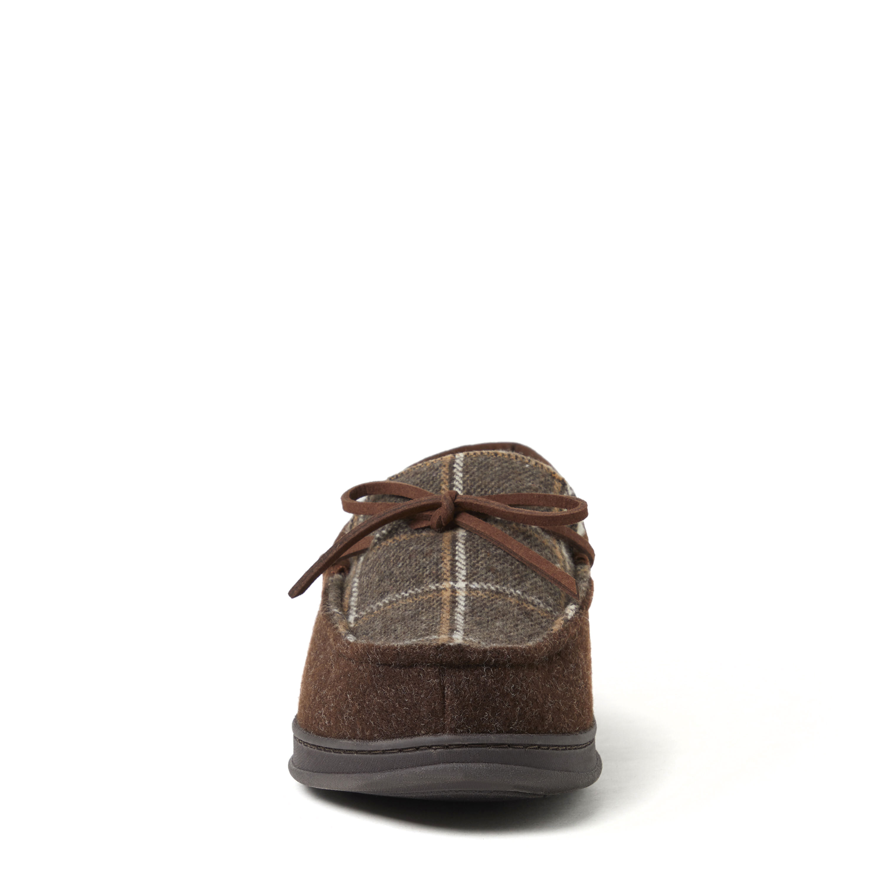 Men's Ethan Woven Plaid and Microwool Moccasin with Tie Slipper