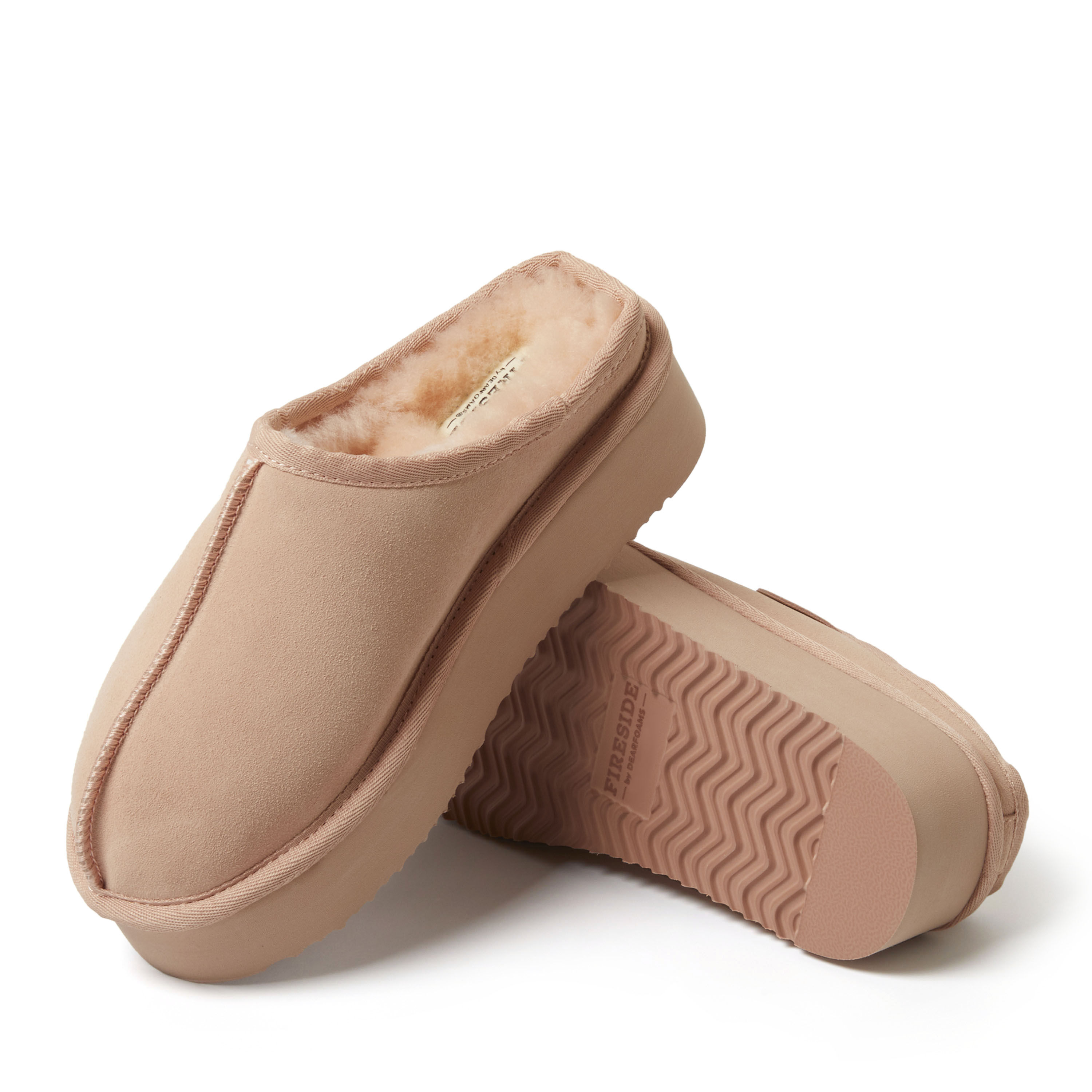 Women's Fireside by Dearfoams Queenstown Platform Genuine Shearling Clog