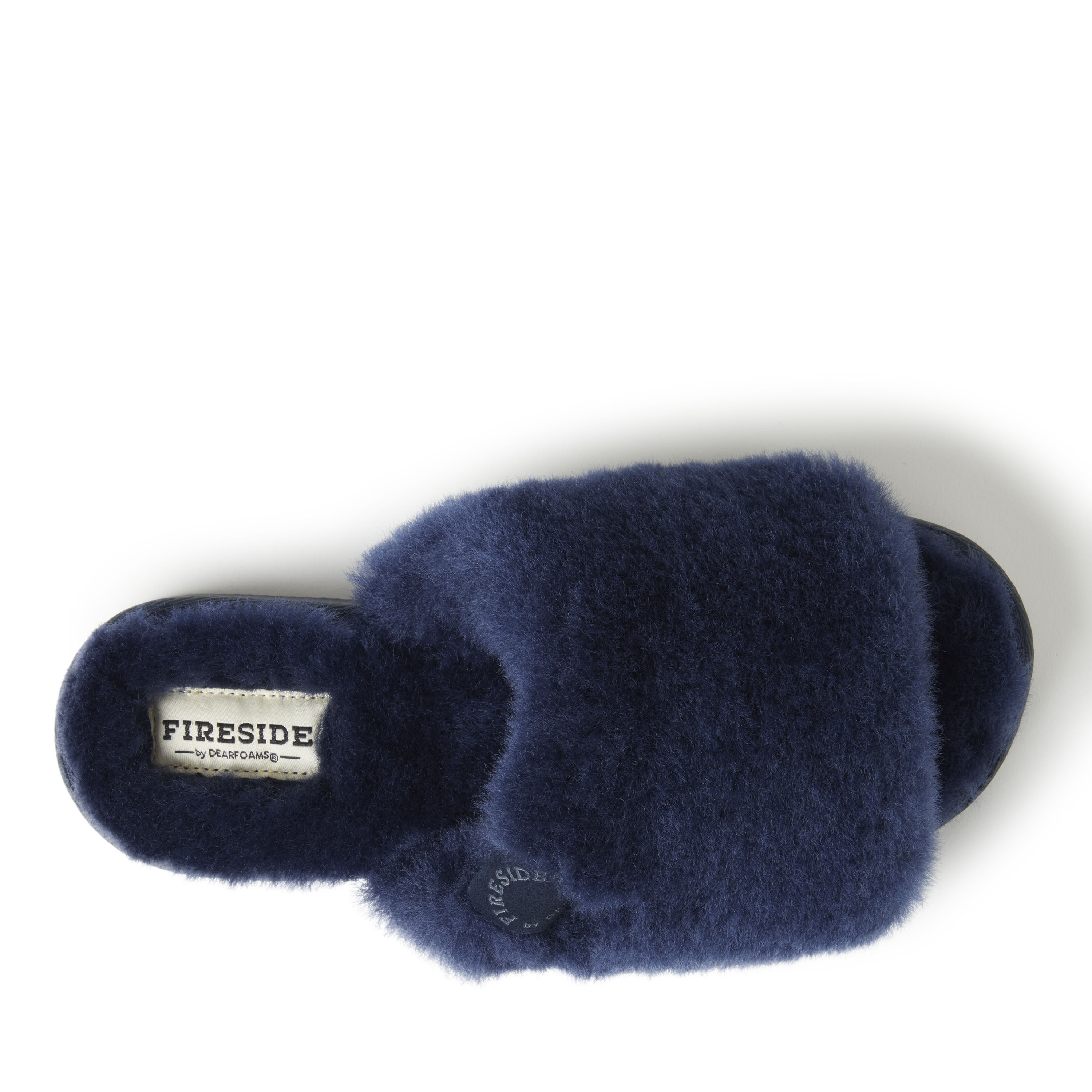 Women's Fireside by Dearfoams Cairns Genuine Shearling Slide Slipper with Metallic Suede Trim