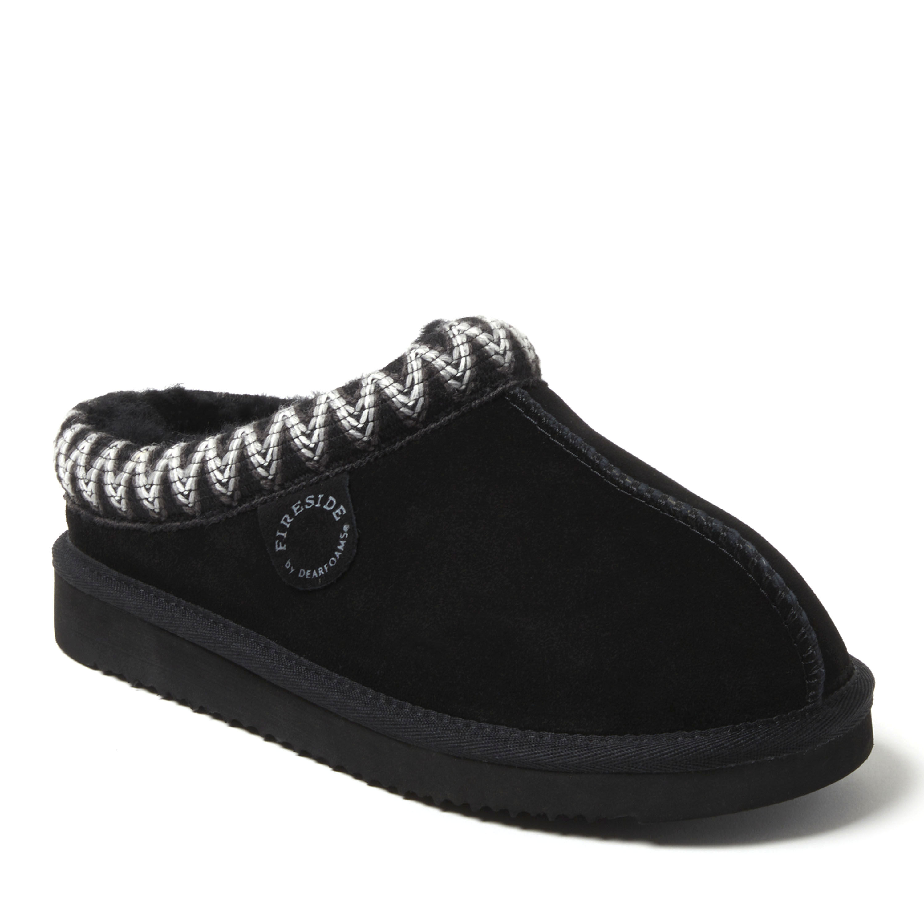 Women's Fireside by Dearfoams Greta Genuine Shearling Clog With Taping - Water Resistant