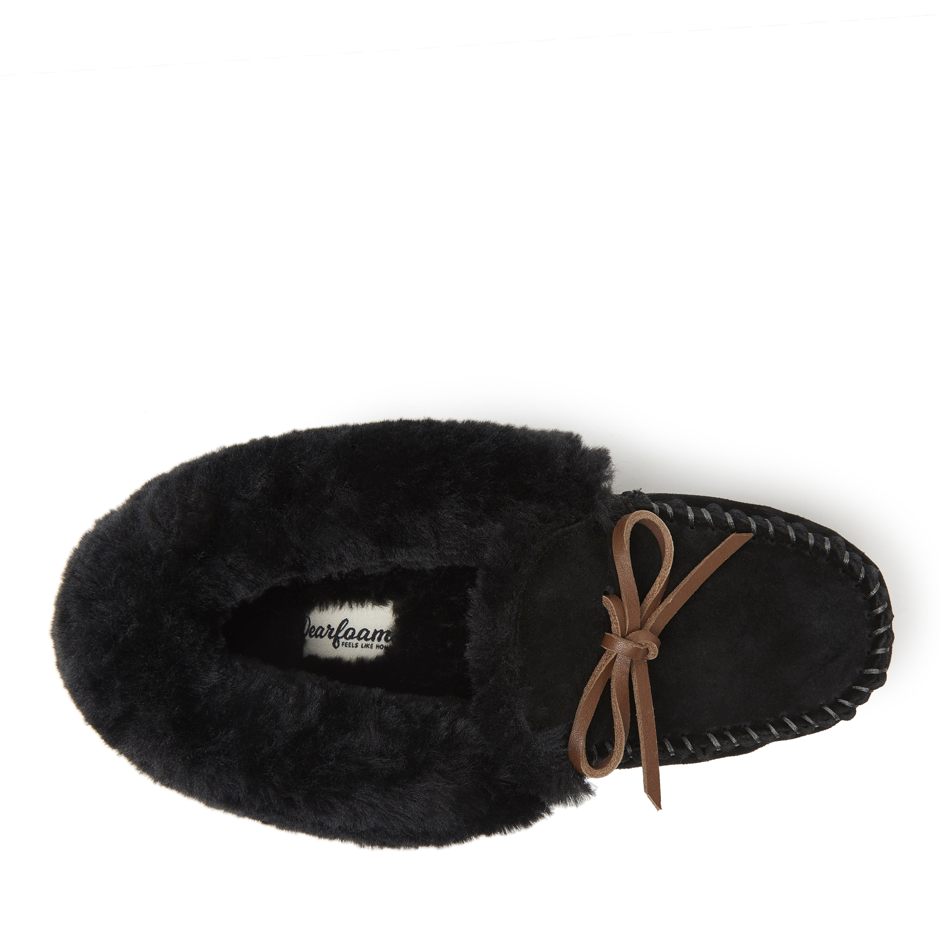 Women's Genuine Suede Foldover Moccasin with Tie Slipper