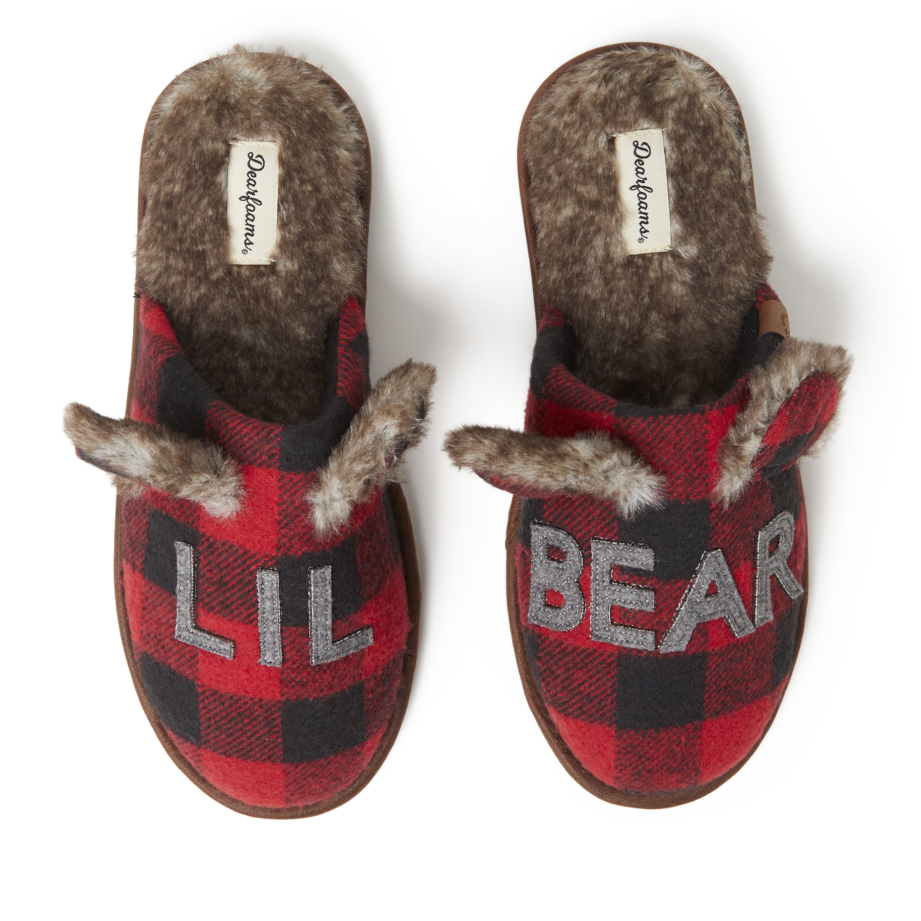 Unisex Buffalo Check Lil Bear Scuff Slipper