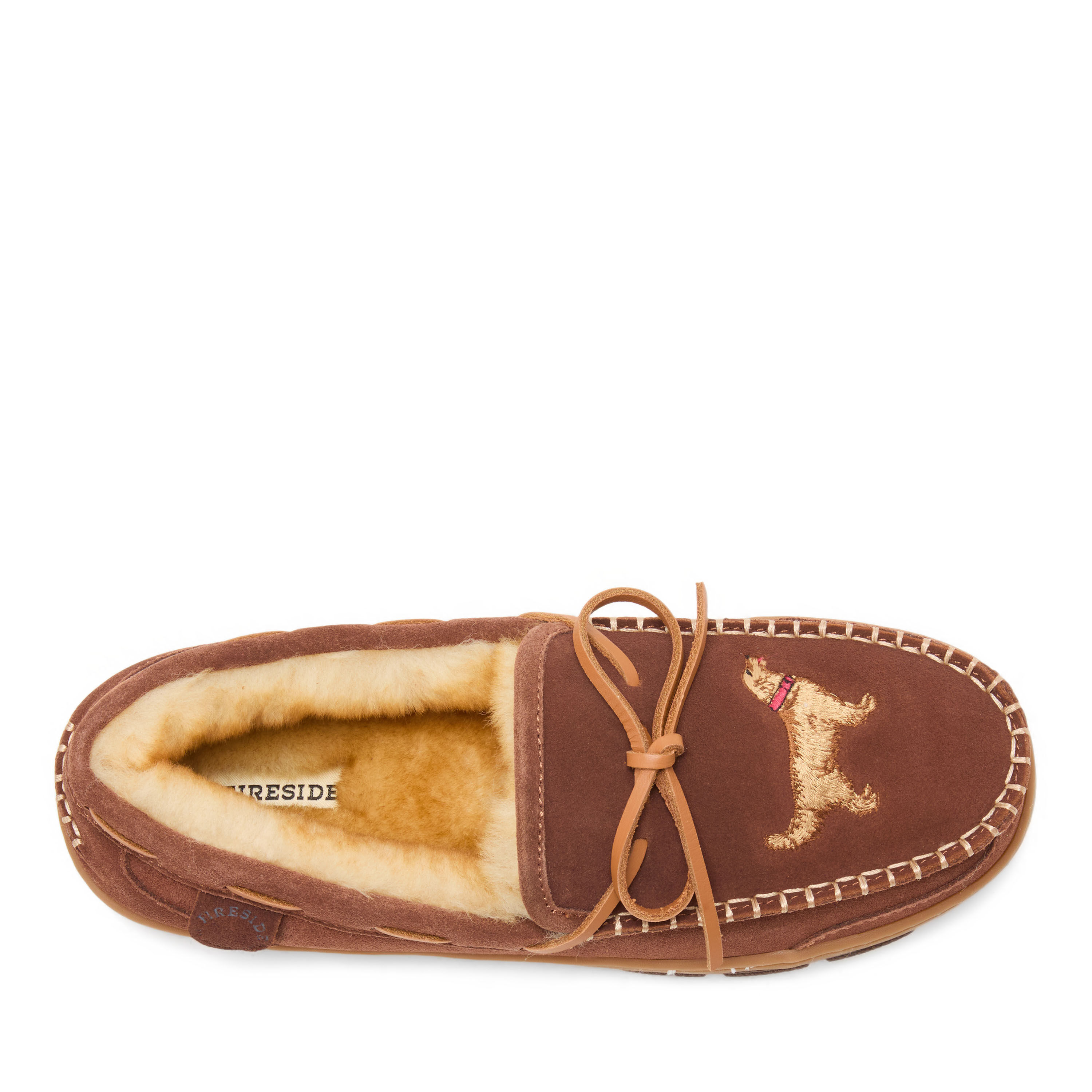 Men's Fireside by Dearfoams Forster Genuine Shearling Moc With Stitching