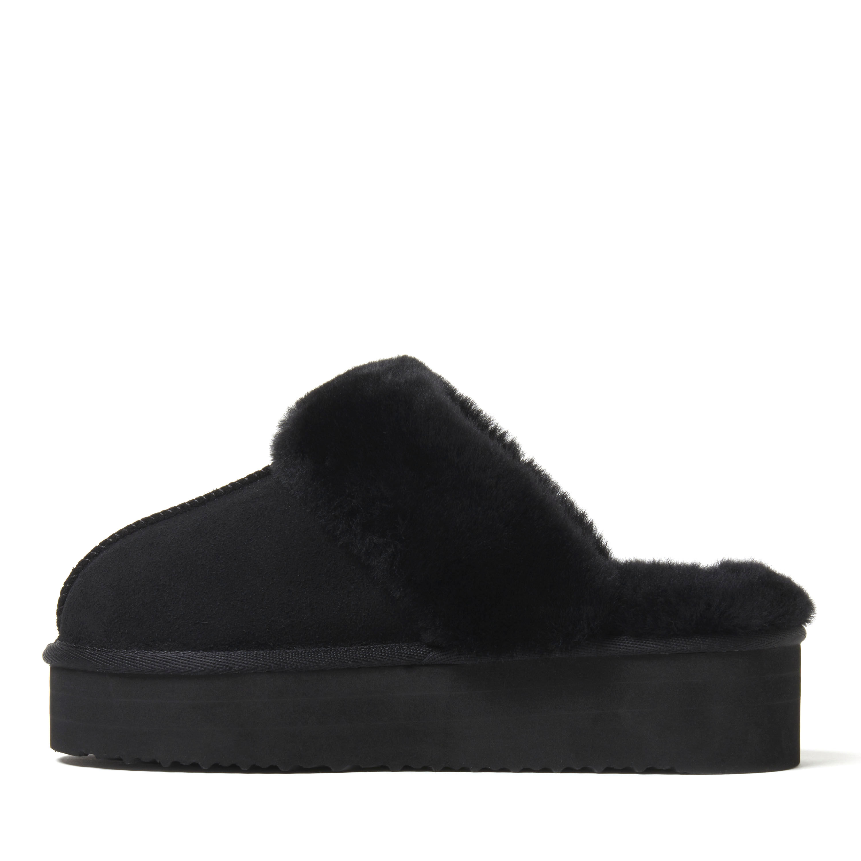 Women's Fireside by Dearfoams Melton Genuine Shearling Platform Scuff