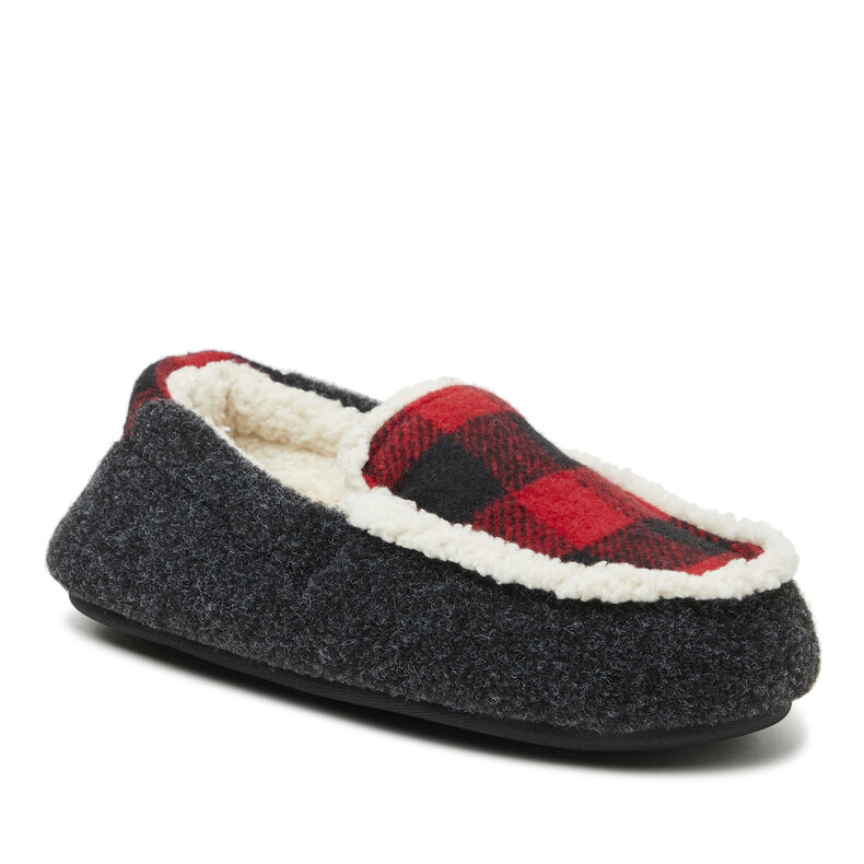 Kids Hunter Felted Microwool and Plaid Moccasin Slipper