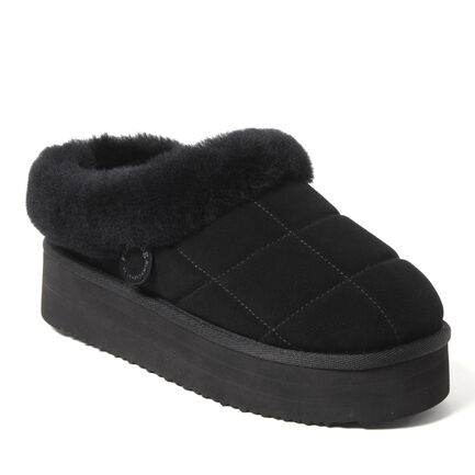 Women's Fireside by Dearfoams Bendigo Genuine Shearling Quilted Platform Clog