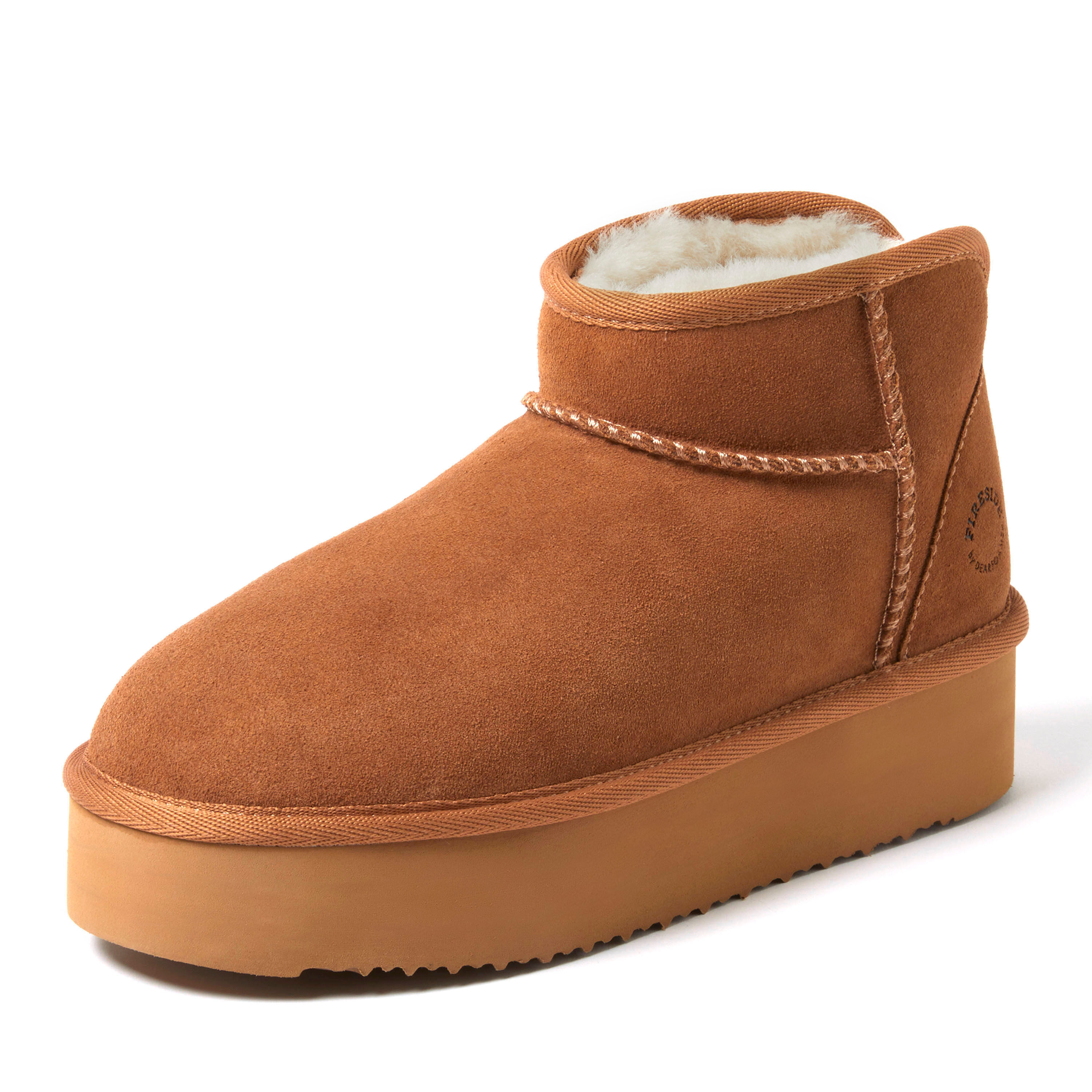 Women's Fireside by Dearfoams Kingston Genuine Shearling Platform Bootie