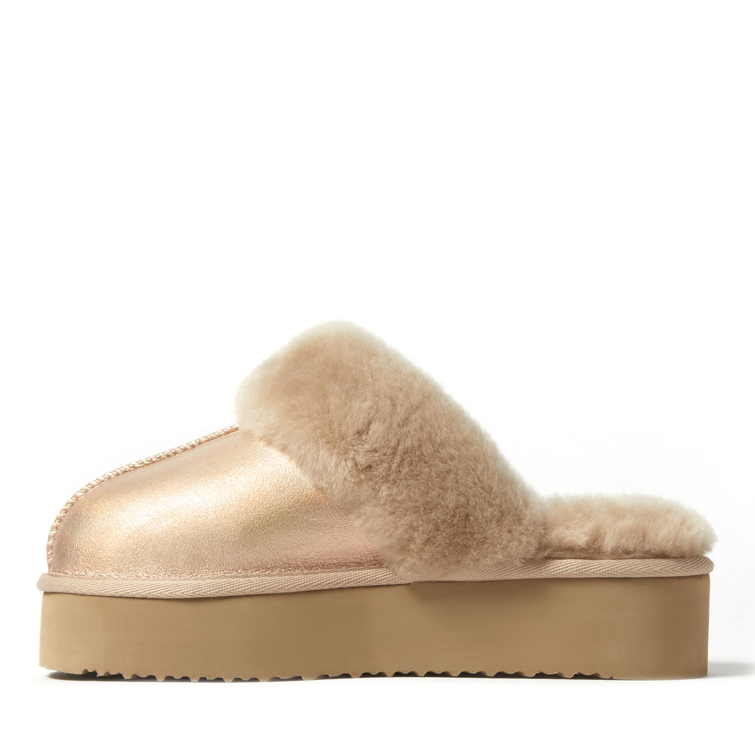 Women's Fireside by Dearfoams Melton Genuine Shearling Platform Scuff