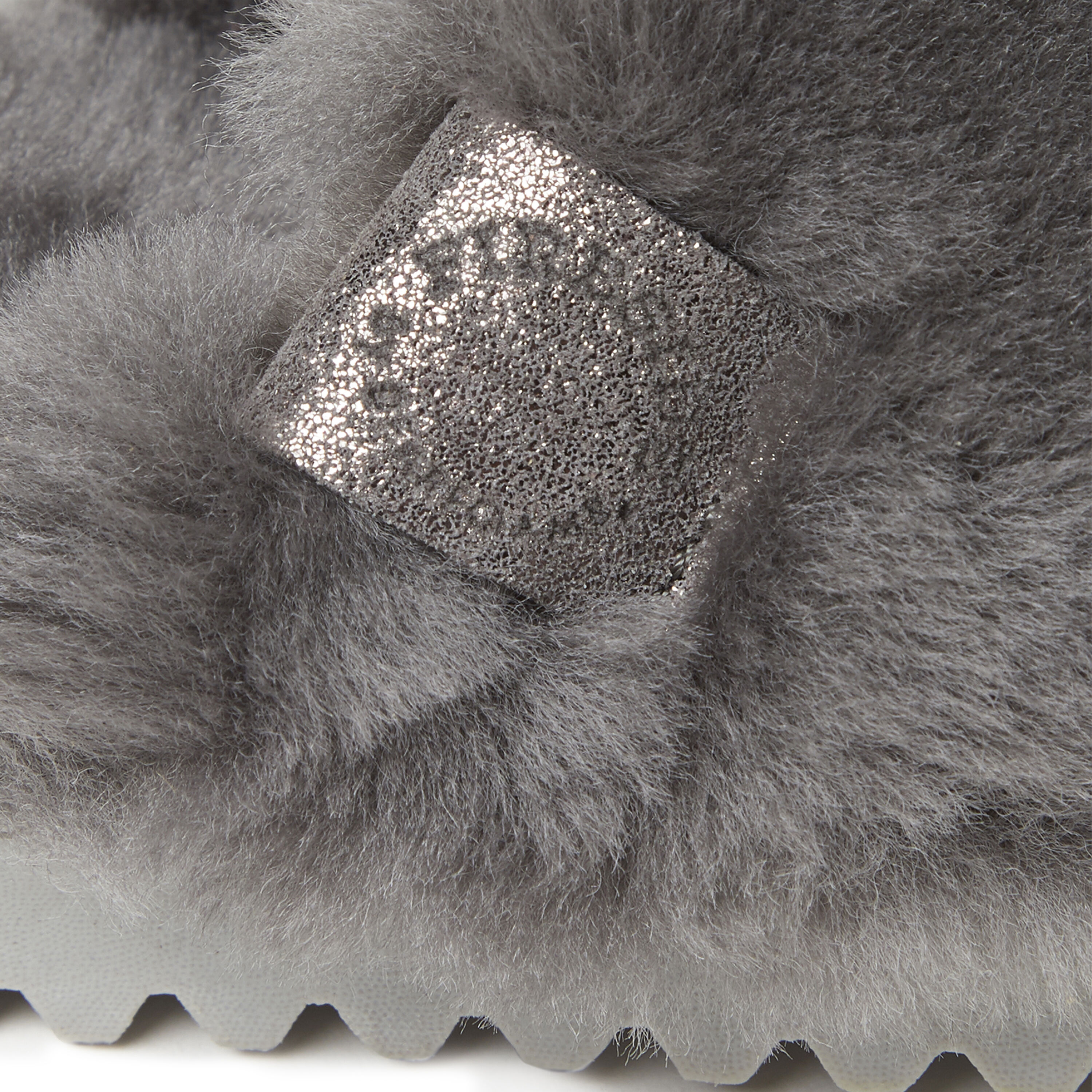 Women's Fireside by Dearfoams Cairns Genuine Shearling Slide Slipper with Metallic Suede Trim