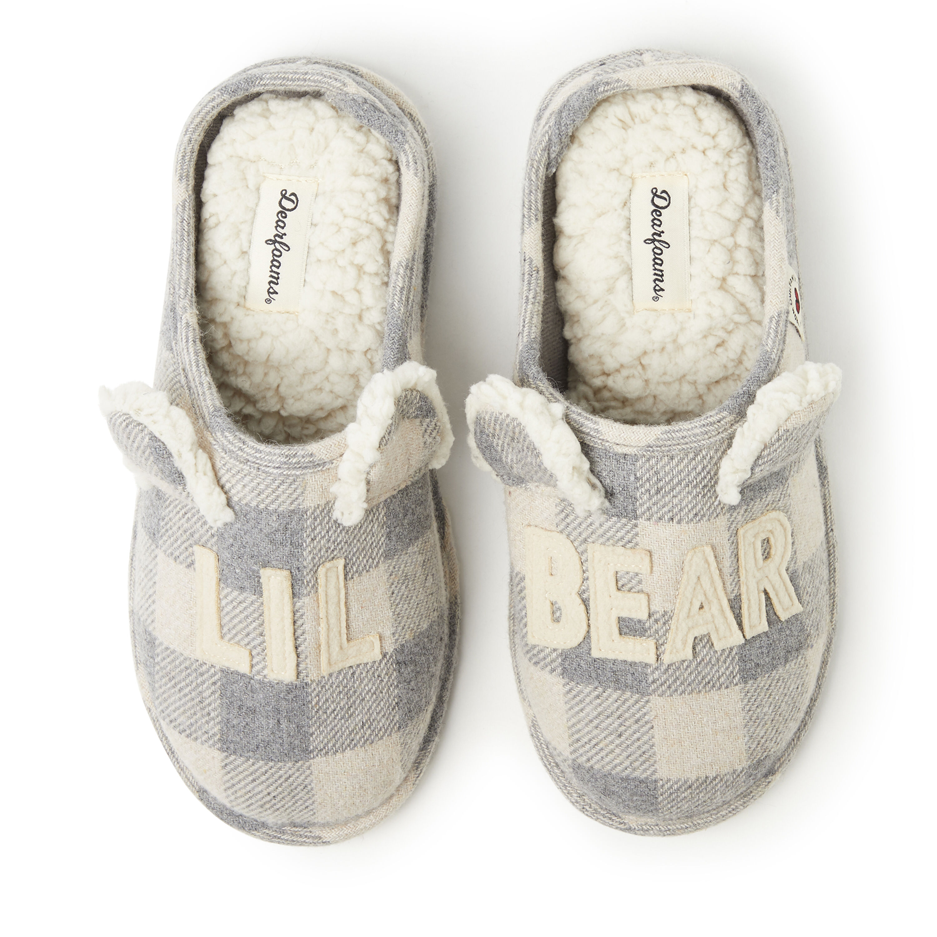 Women s Lil Bear Cream Plaid Clog Slipper
