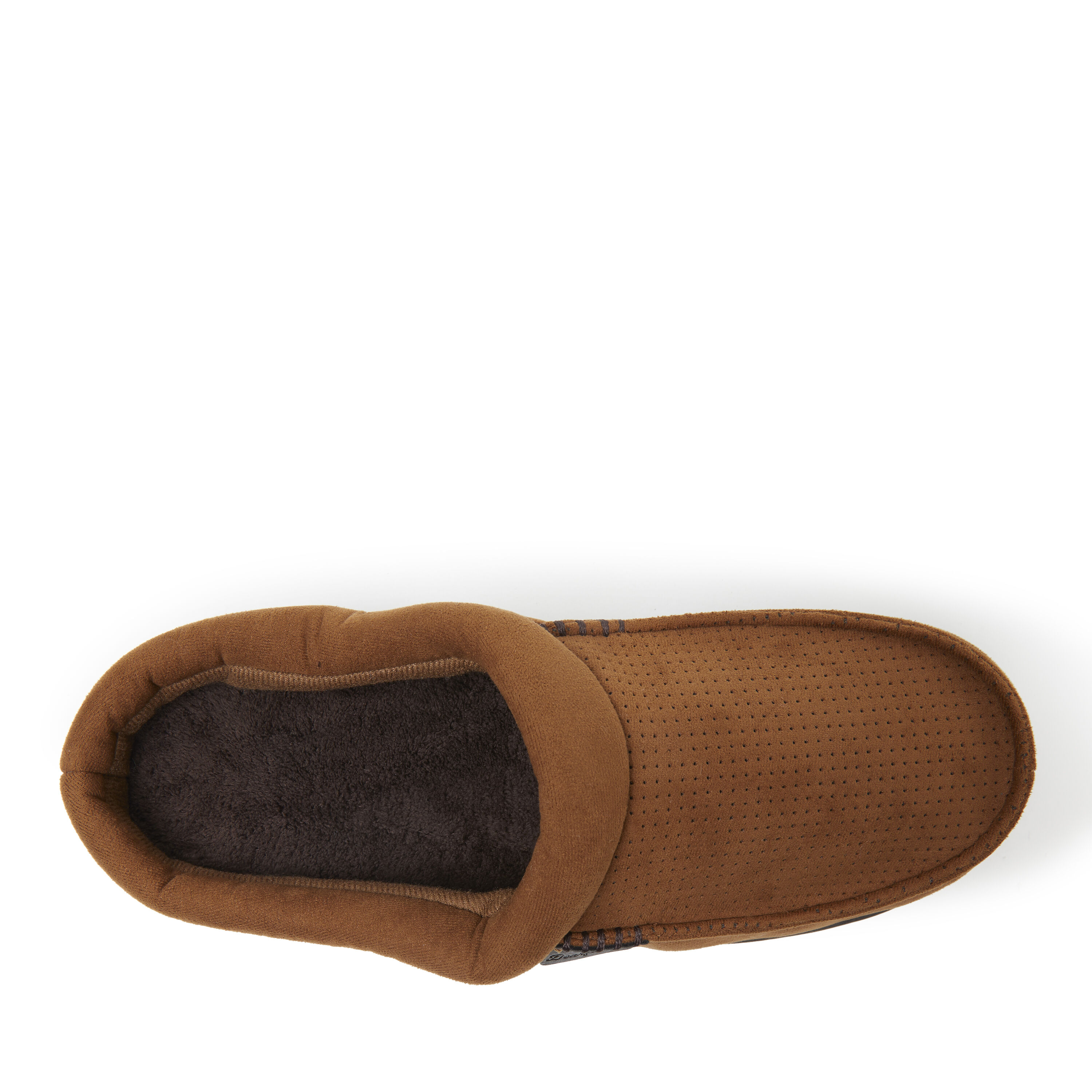 Men's dearfoams perforated shop microsuede clog slippers