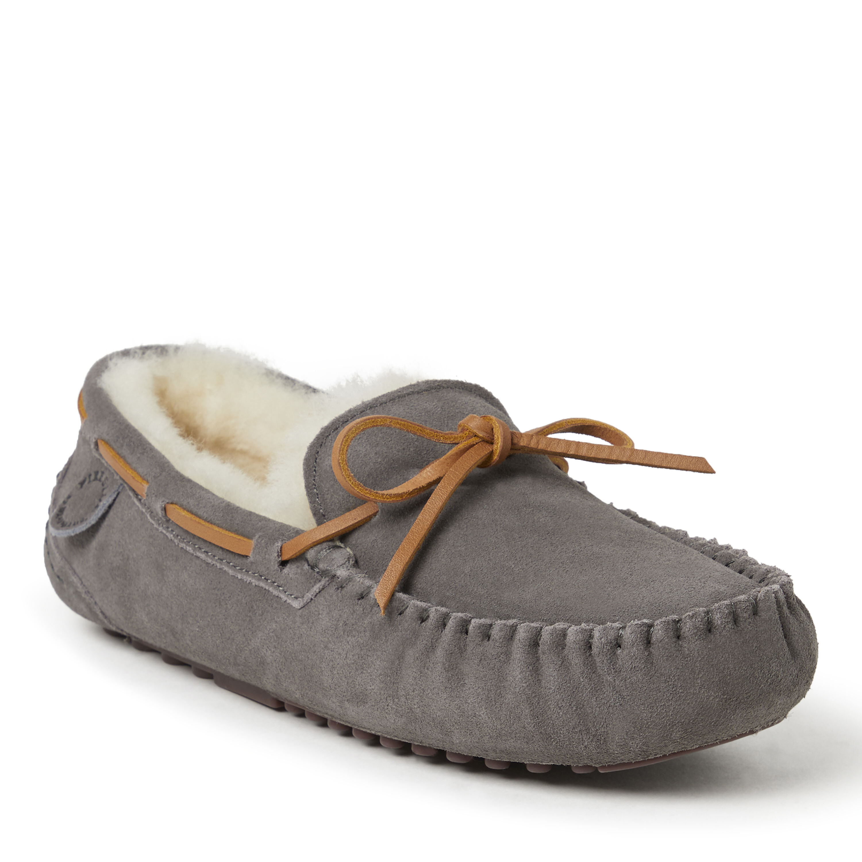 Men's Fireside by Dearfoams Victor Genuine Shearling Moccasin Slipper with Tie