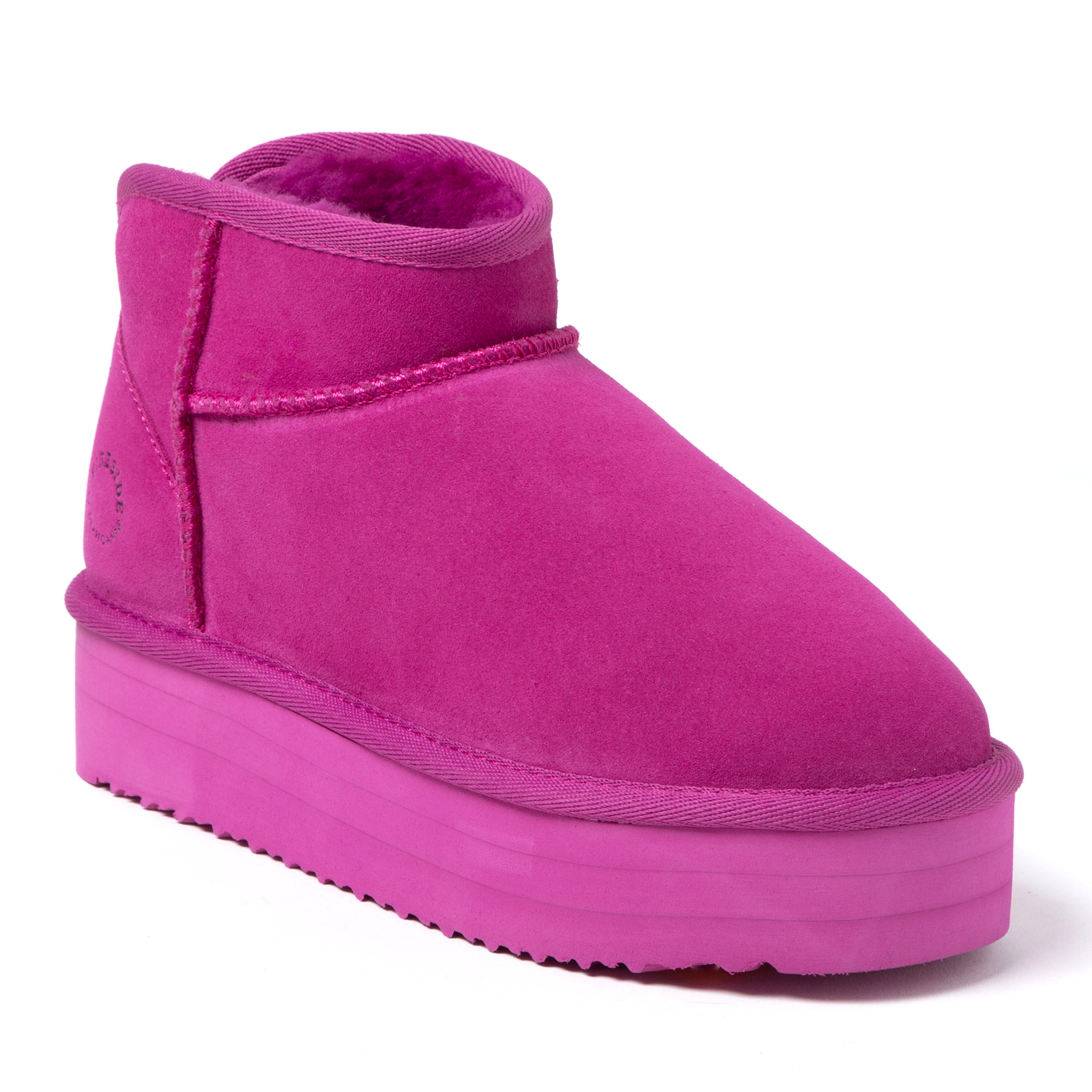 dearfoams Women's Fireside by Dearfoams Kingston Genuine Shearling Platform Bootie