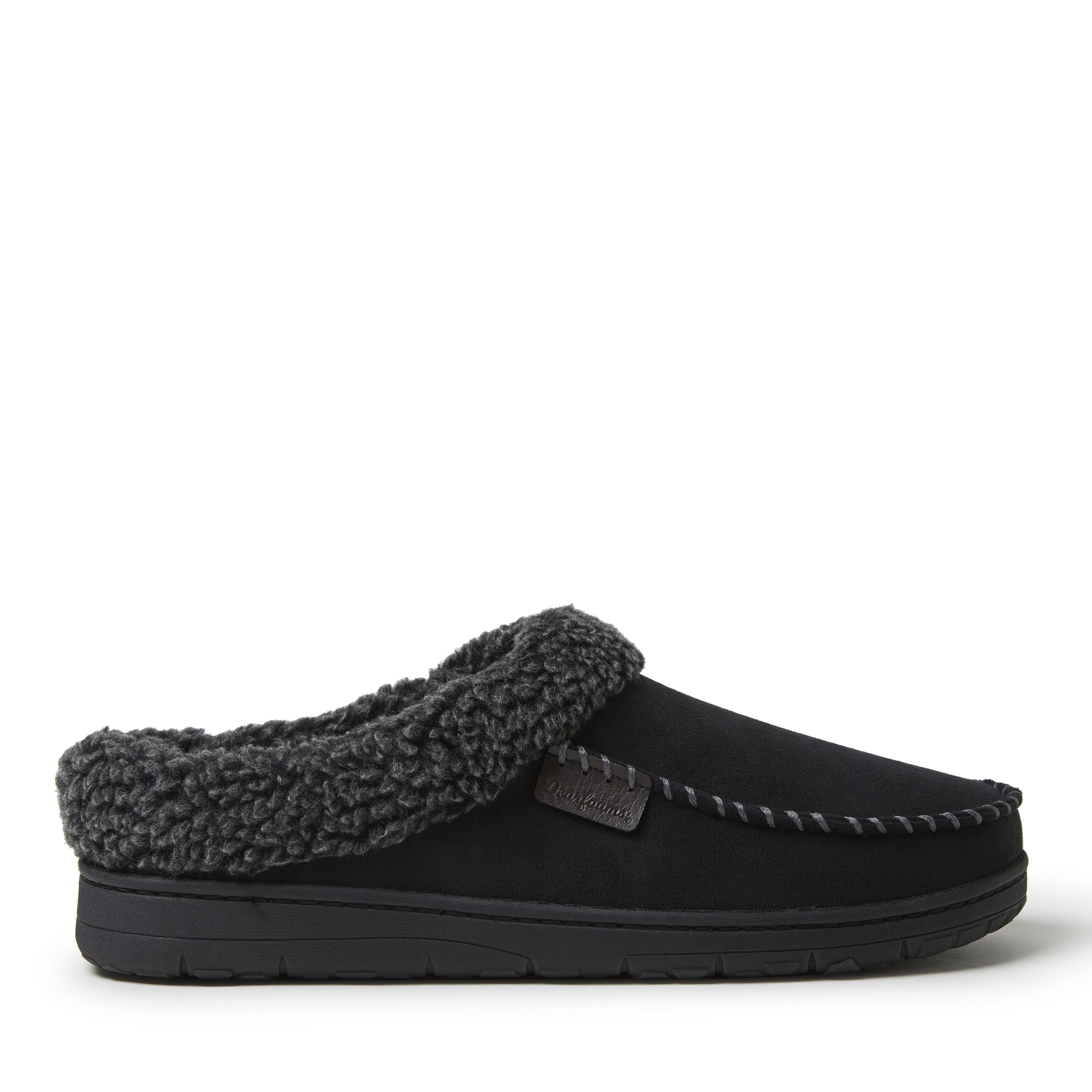 Men's dearfoams microsuede whipstitch trim moccasin slippers outlet