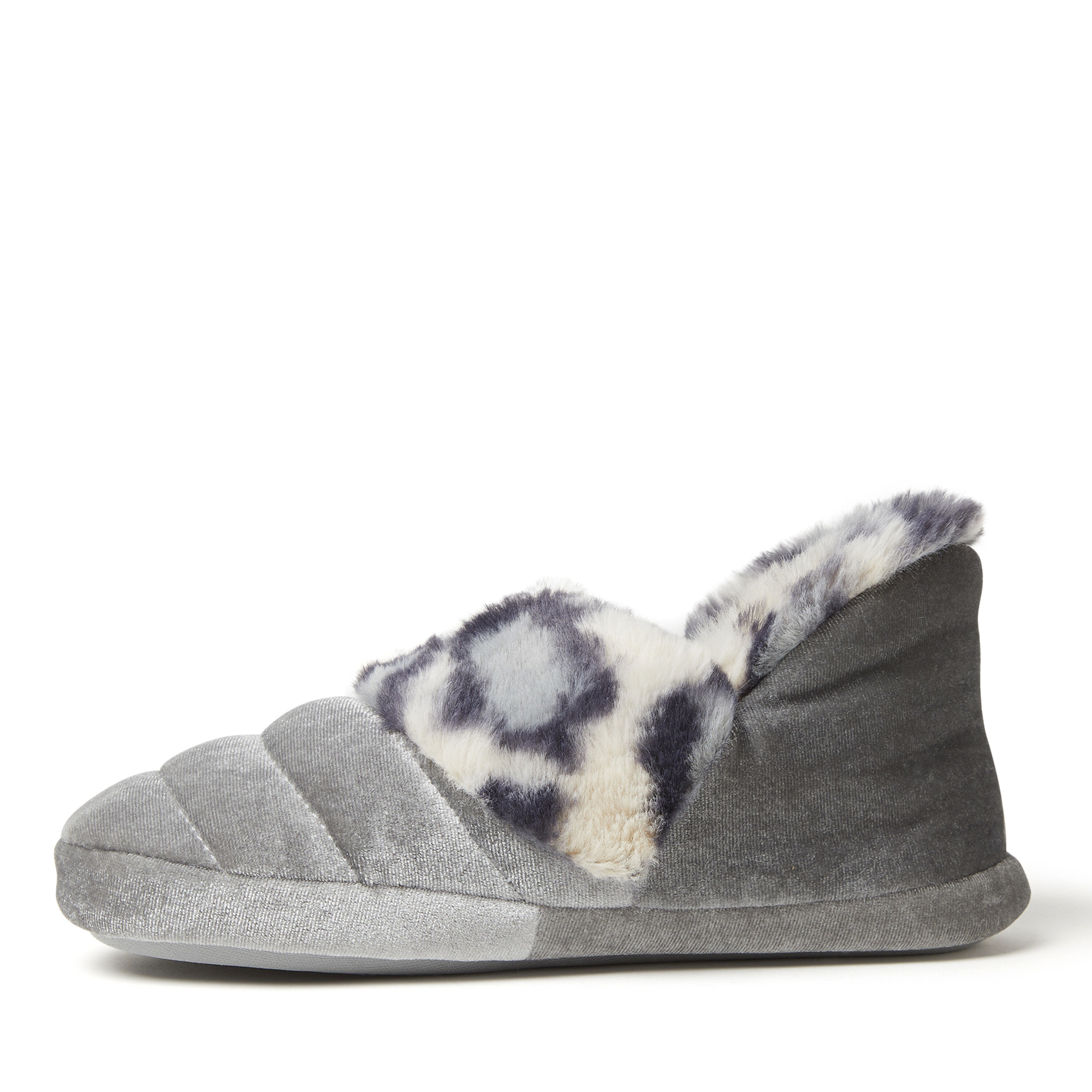 Kids Amelia Velour Bootie with Leopard Cuff Slipper