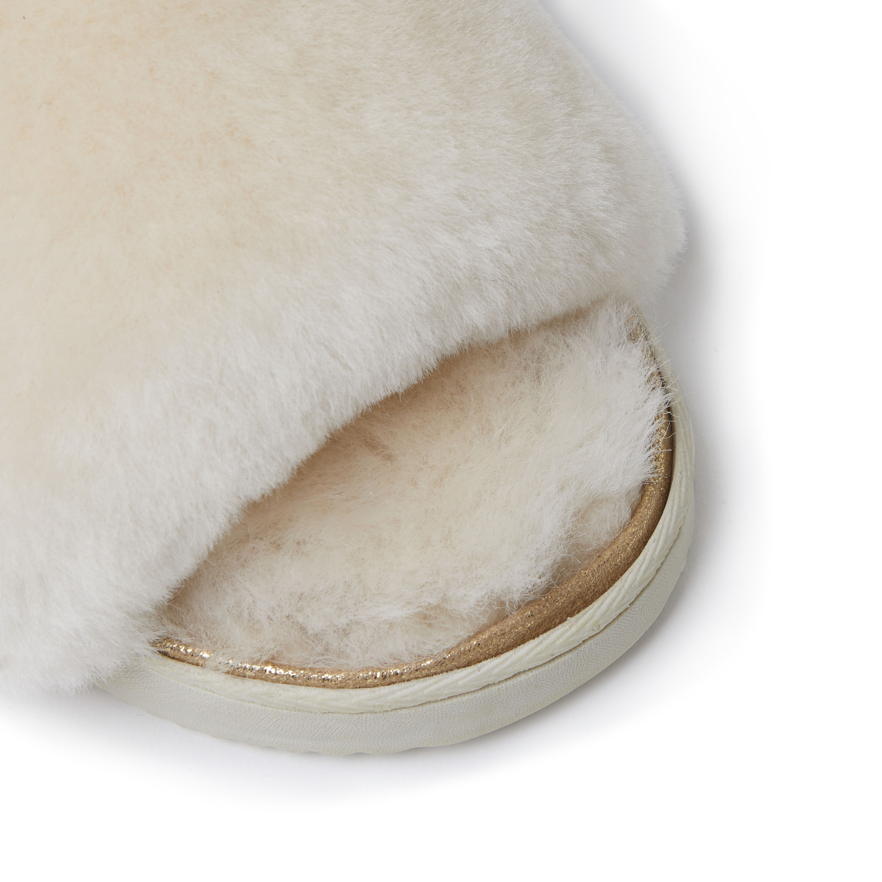 Women's Fireside by Dearfoams Cairns Genuine Shearling Slide Slipper with Metallic Suede Trim
