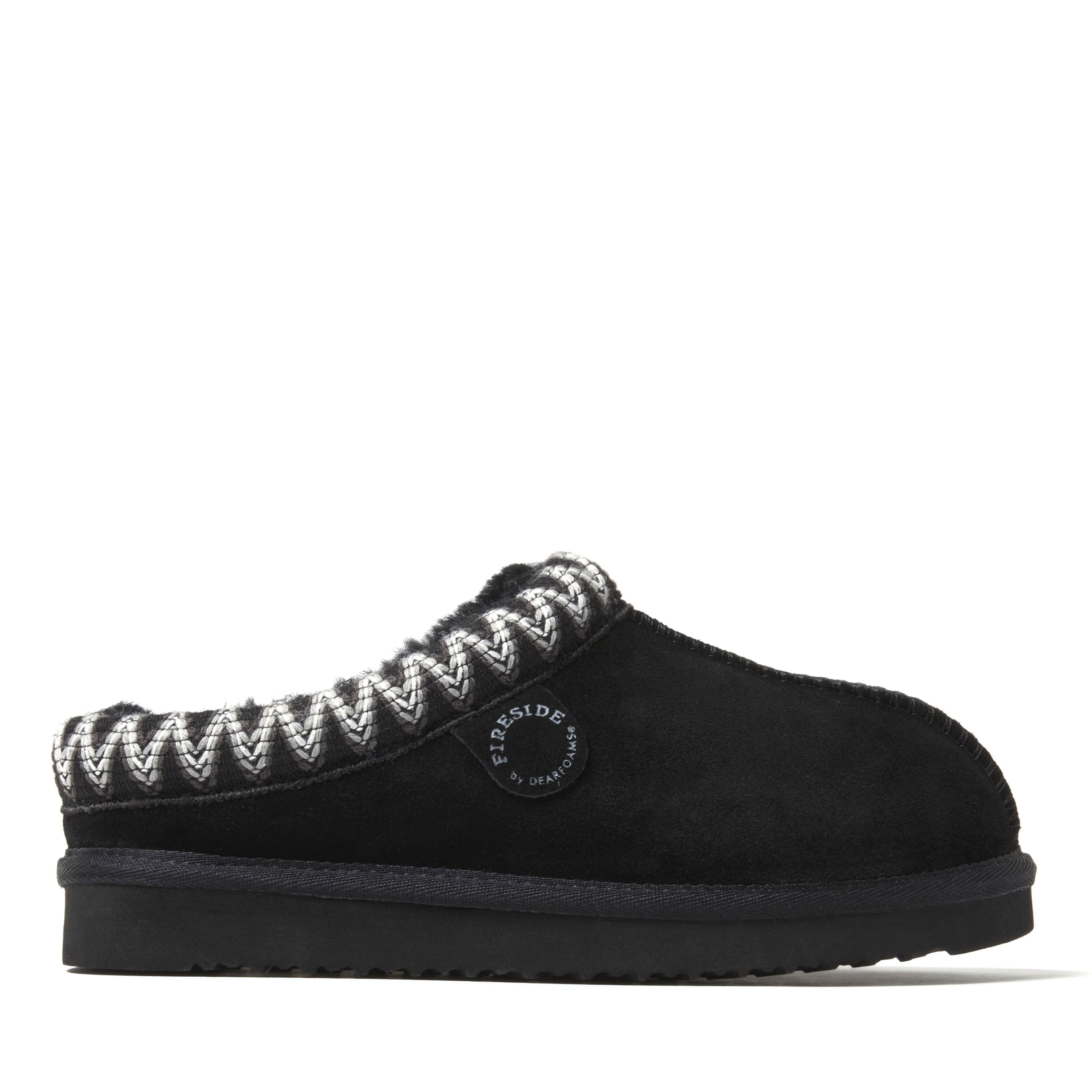 Women's Fireside by Dearfoams Greta Genuine Shearling Clog With Taping - Water Resistant