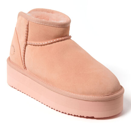 Women's Fireside by Dearfoams Kingston Genuine Shearling Platform Bootie