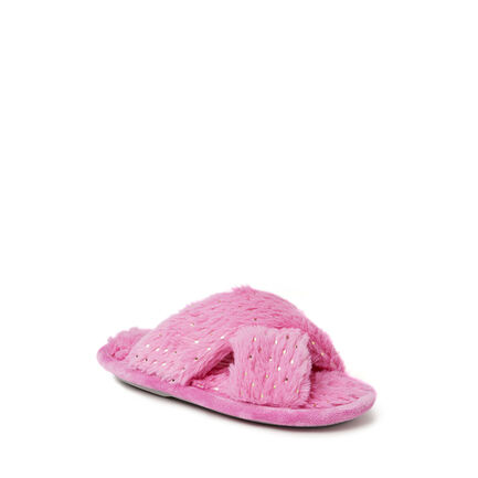Kids Ava Furry Sparkle Crossband Slide Slipper
